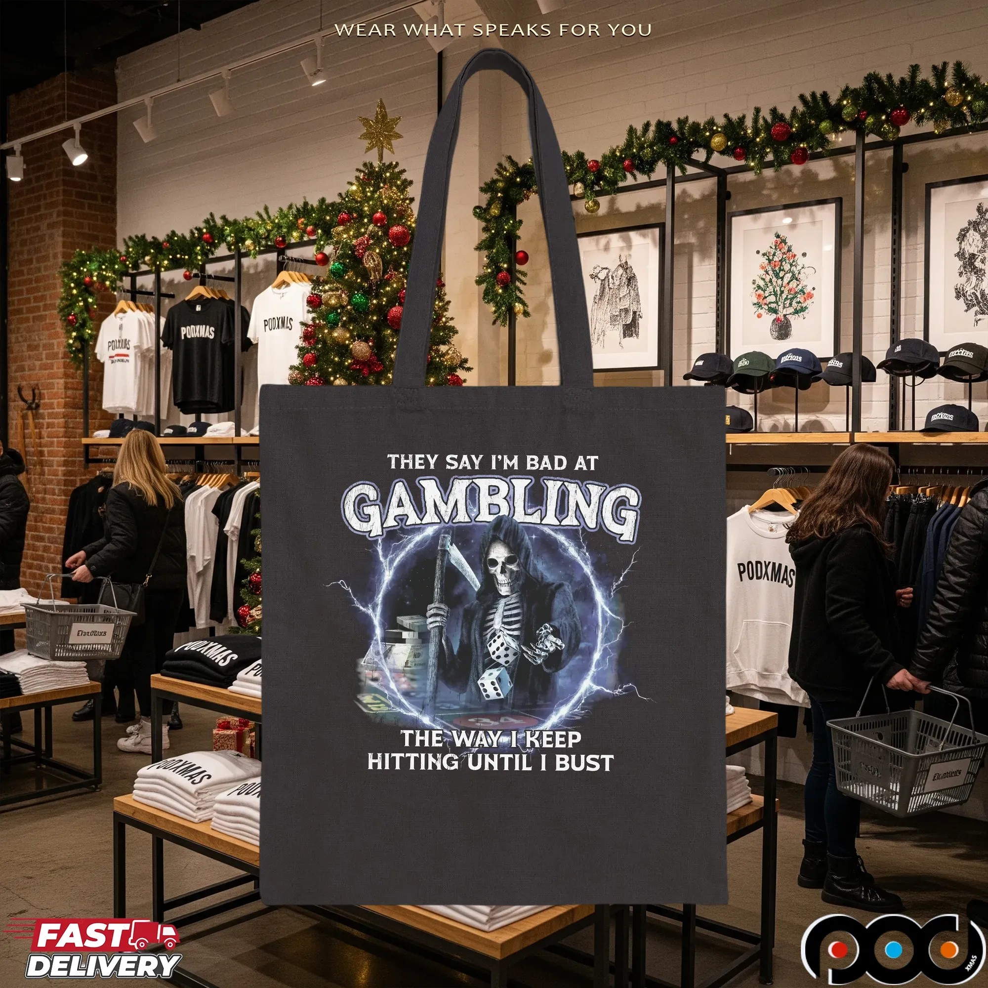 Grim Reaper They Say I'm Bad at Gambling The Way I Keep Hitting Until I Bust T Shirt