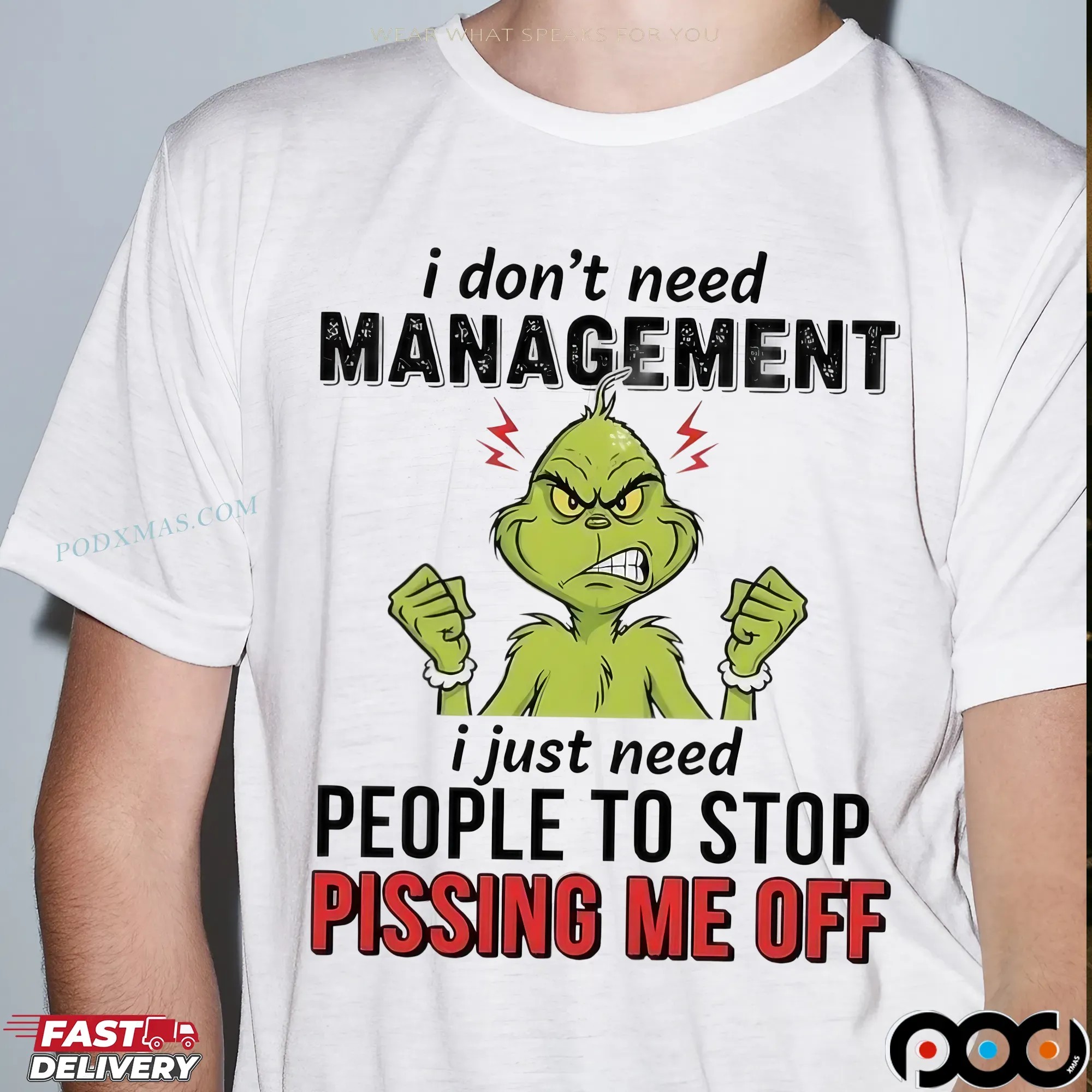 Grinch Christmas I Don't Need Management I Just Need People To Stop Pissing Me Off T Shirt
