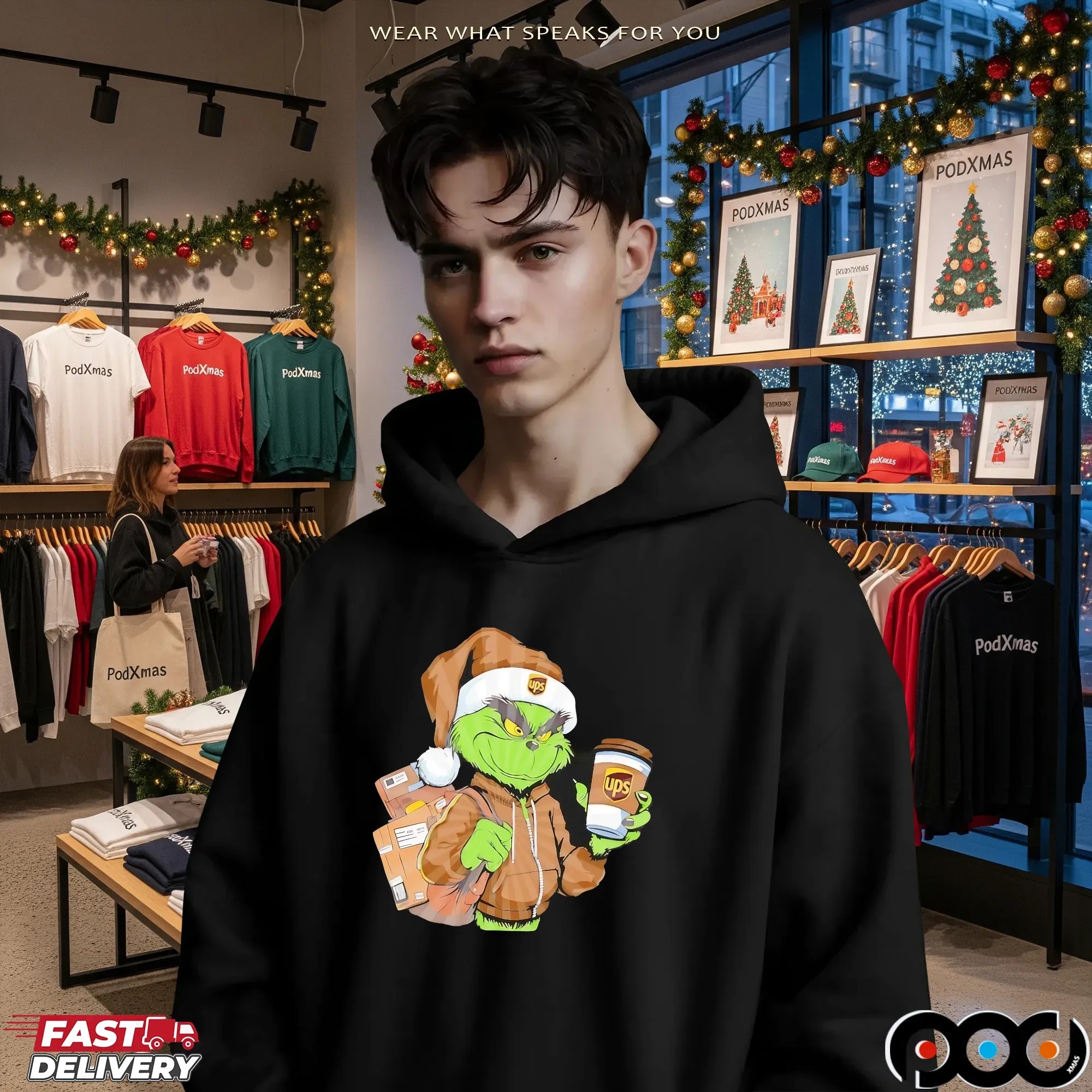 Grinch Delivering UPS Xmas T Shirt