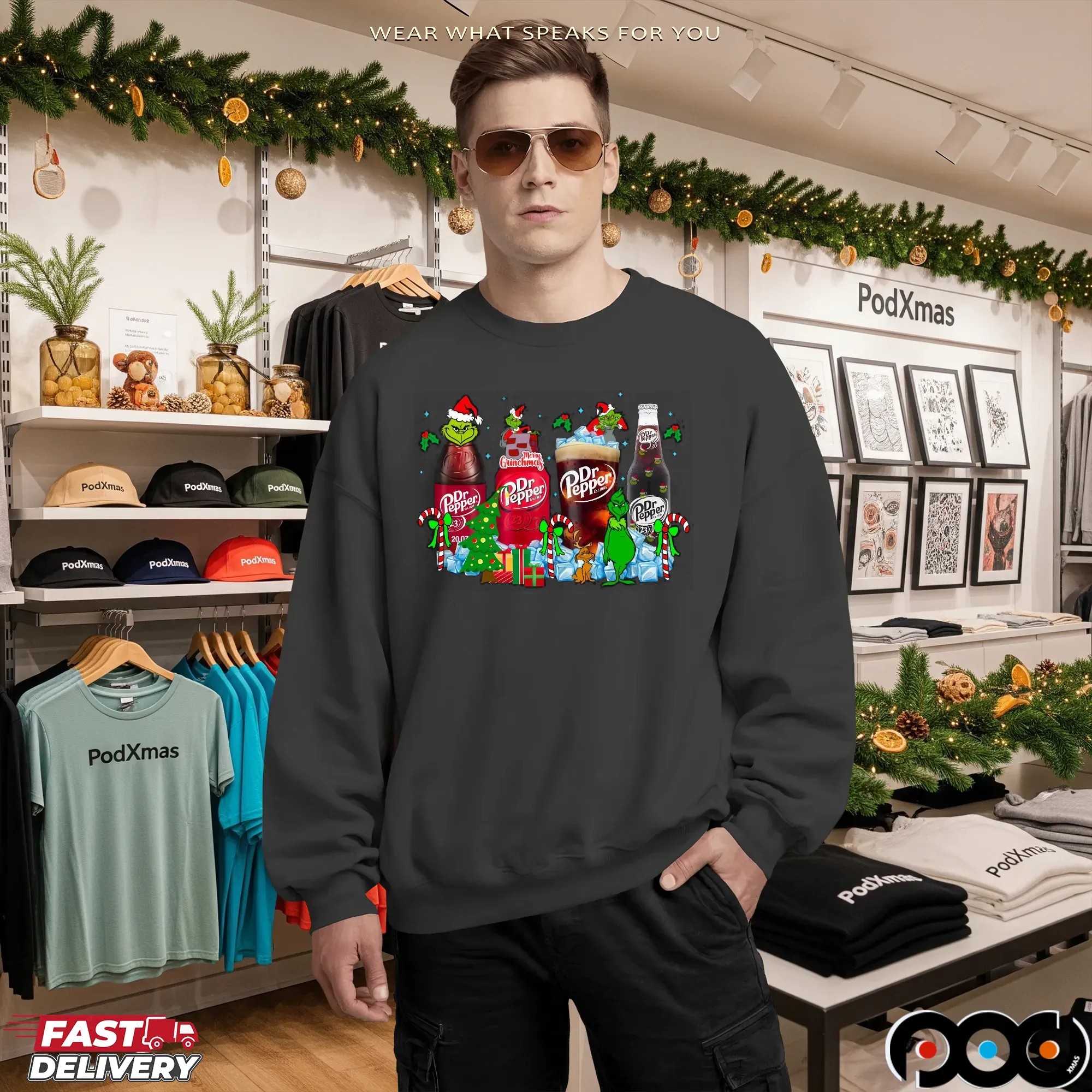Grinch Dr Pepper Soda Lover Merry Christmas T Shirt
