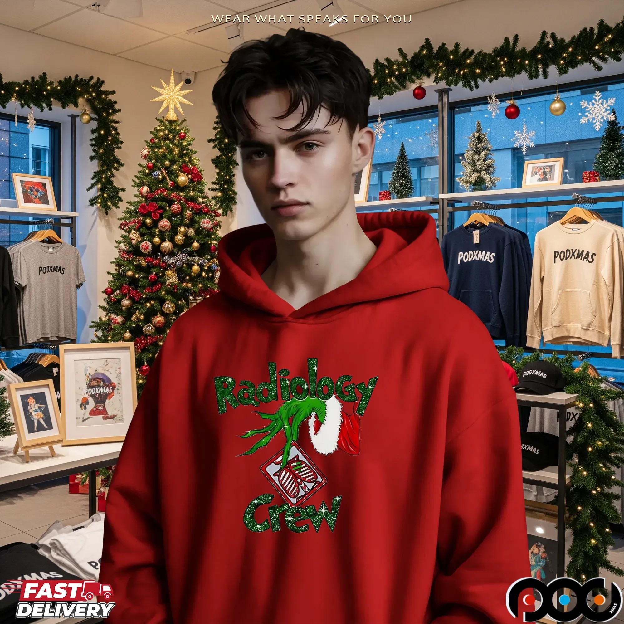 Grinch Hand Radiology Crew X Ray Tech Radiology Christmas T Shirt