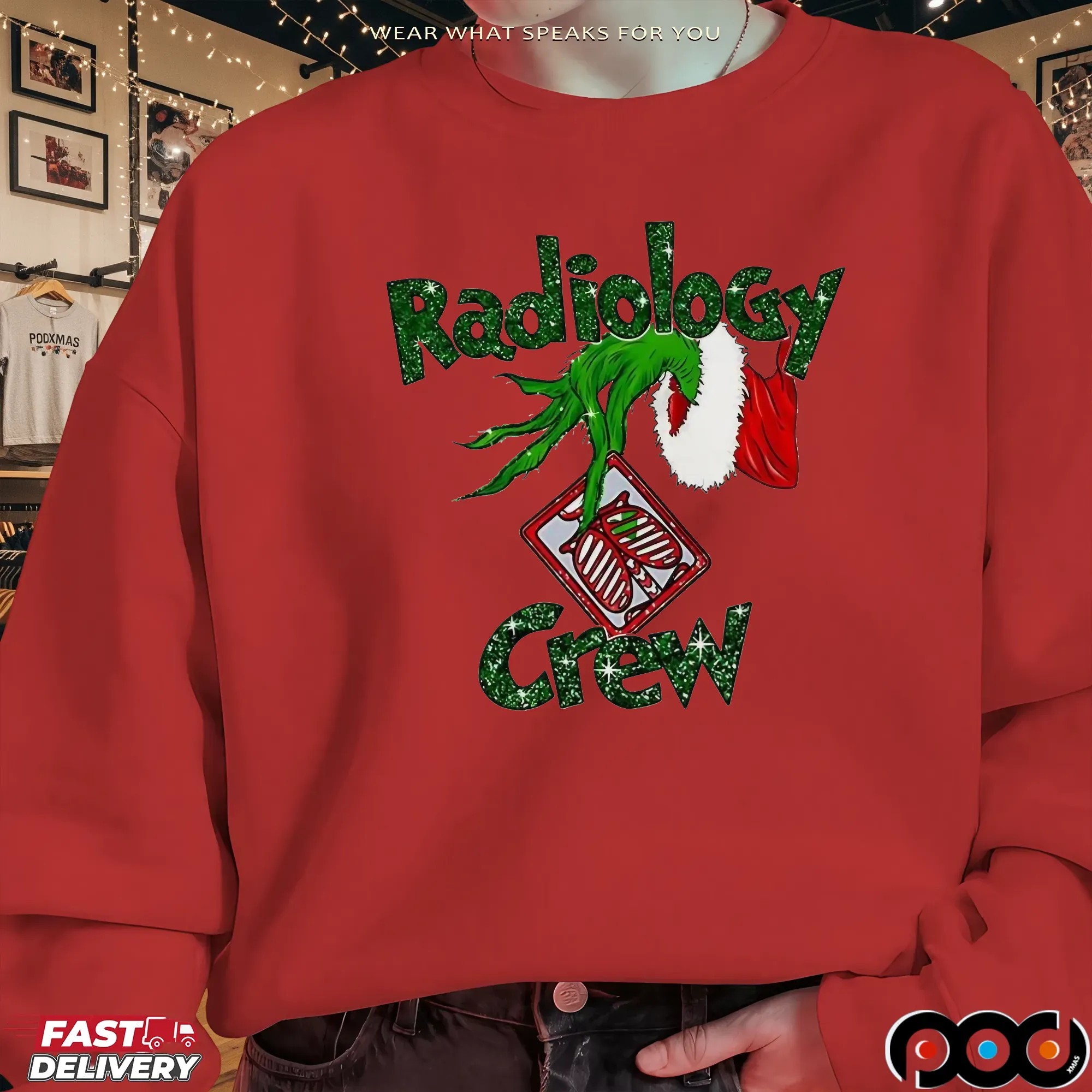 Grinch Hand Radiology Crew X Ray Tech Radiology Christmas T Shirt