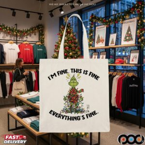 Grinch I’m Fine This Is Fine Everything’s Fine Christmas Lights T Shirt