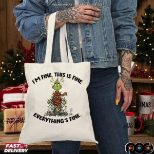 Grinch I’m Fine This Is Fine Everything’s Fine Christmas Lights T Shirt