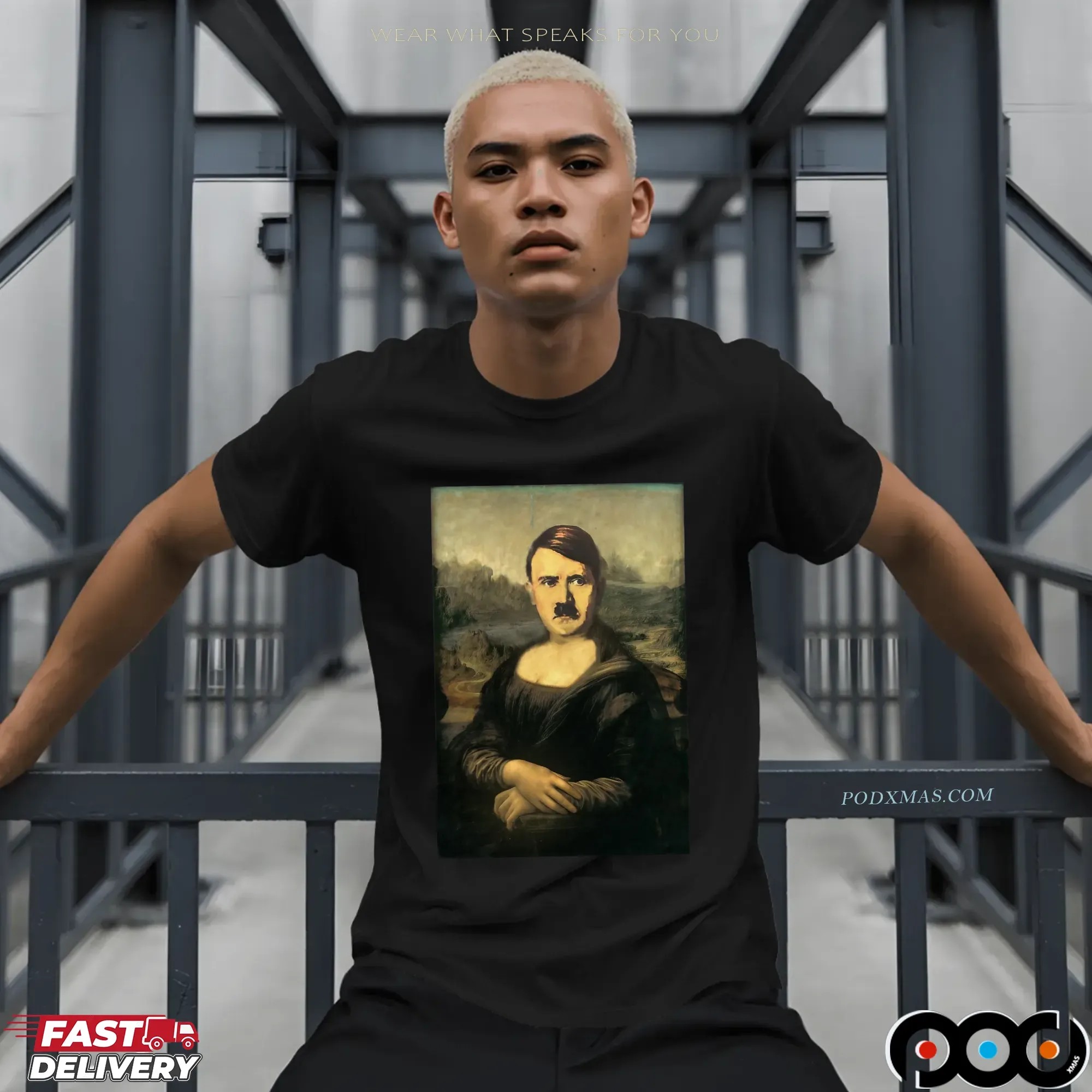 Hitler Mona Lisa Parody T Shirt