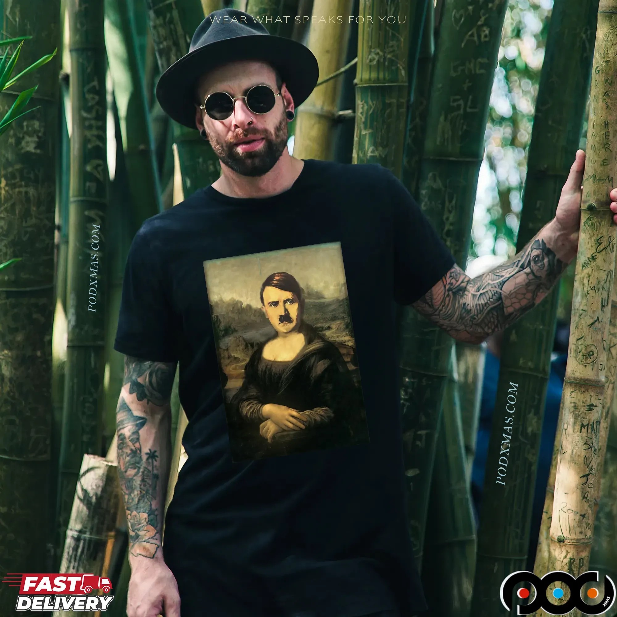 Hitler Mona Lisa Parody T Shirt