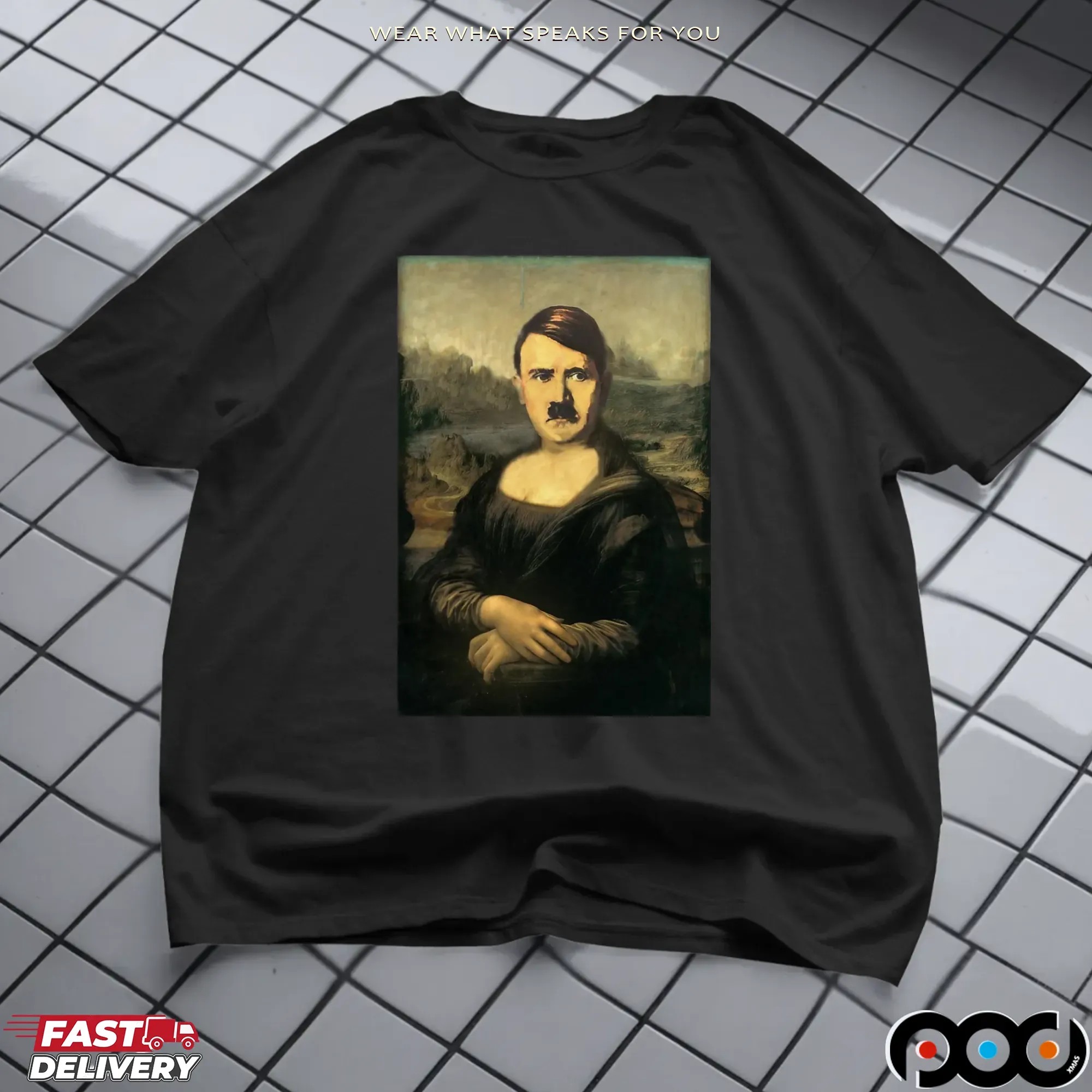 Hitler Mona Lisa Parody T Shirt
