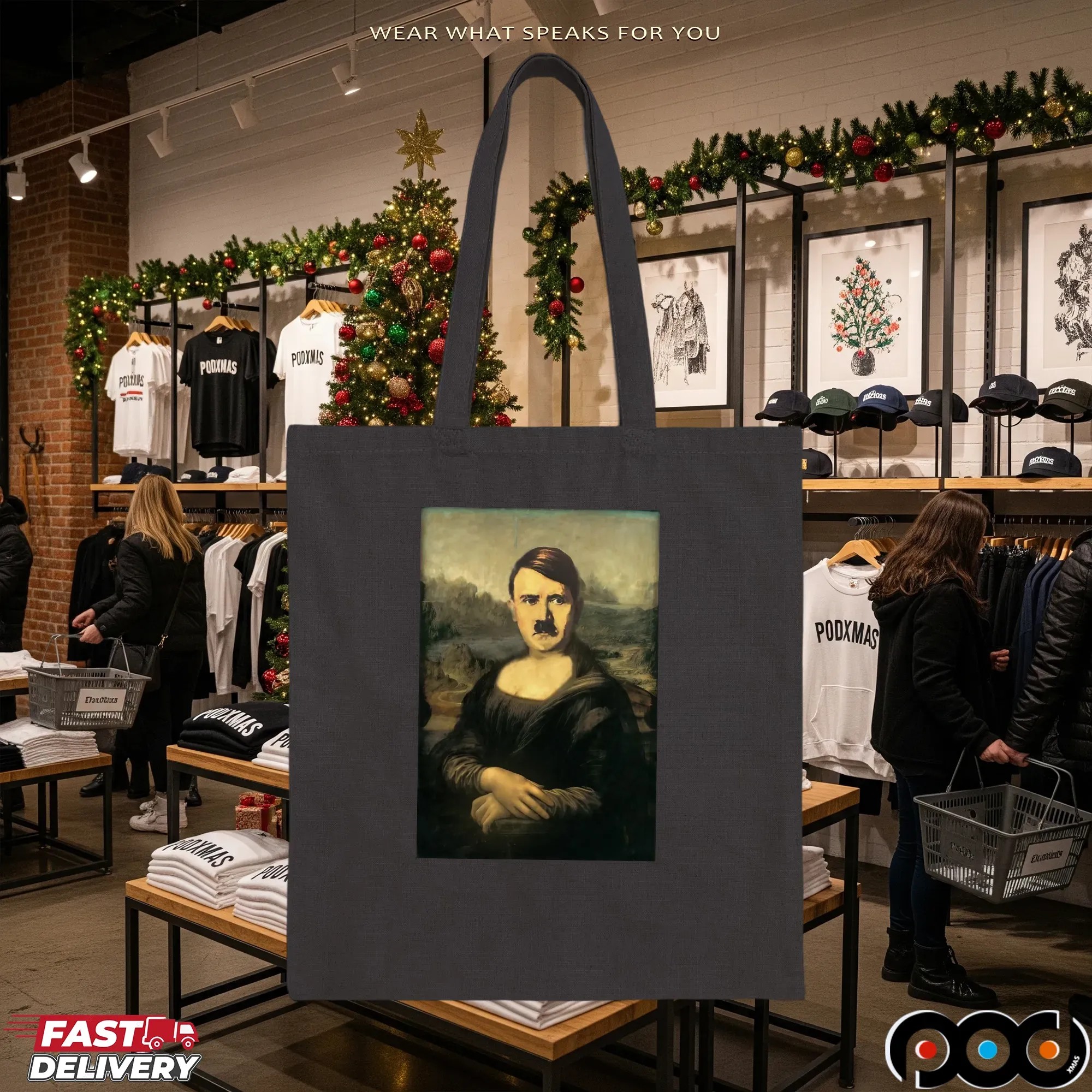 Hitler Mona Lisa Parody T Shirt