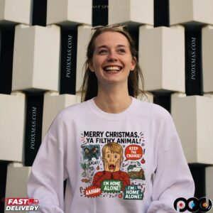Home Alone Kevin McCallister Merry Christmas Ya Filthy Animal Funny 90s Movie T Shirt
