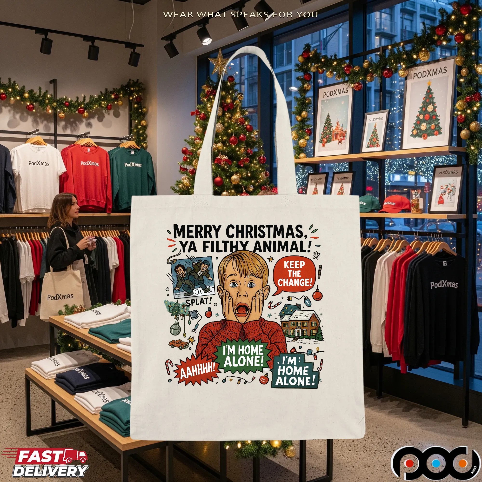 Home Alone Kevin McCallister Merry Christmas Ya Filthy Animal Funny 90s Movie T Shirt