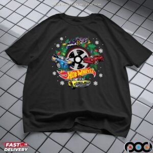 Hot Wheels Christmas Wreath with Lights and Cars T Shirt