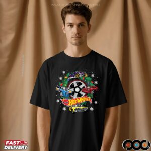 Hot Wheels Christmas Wreath with Lights and Cars T Shirt