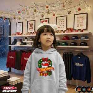 Hotwheels Christmas Laurel Wreath Santa Hat Gift T Shirt
