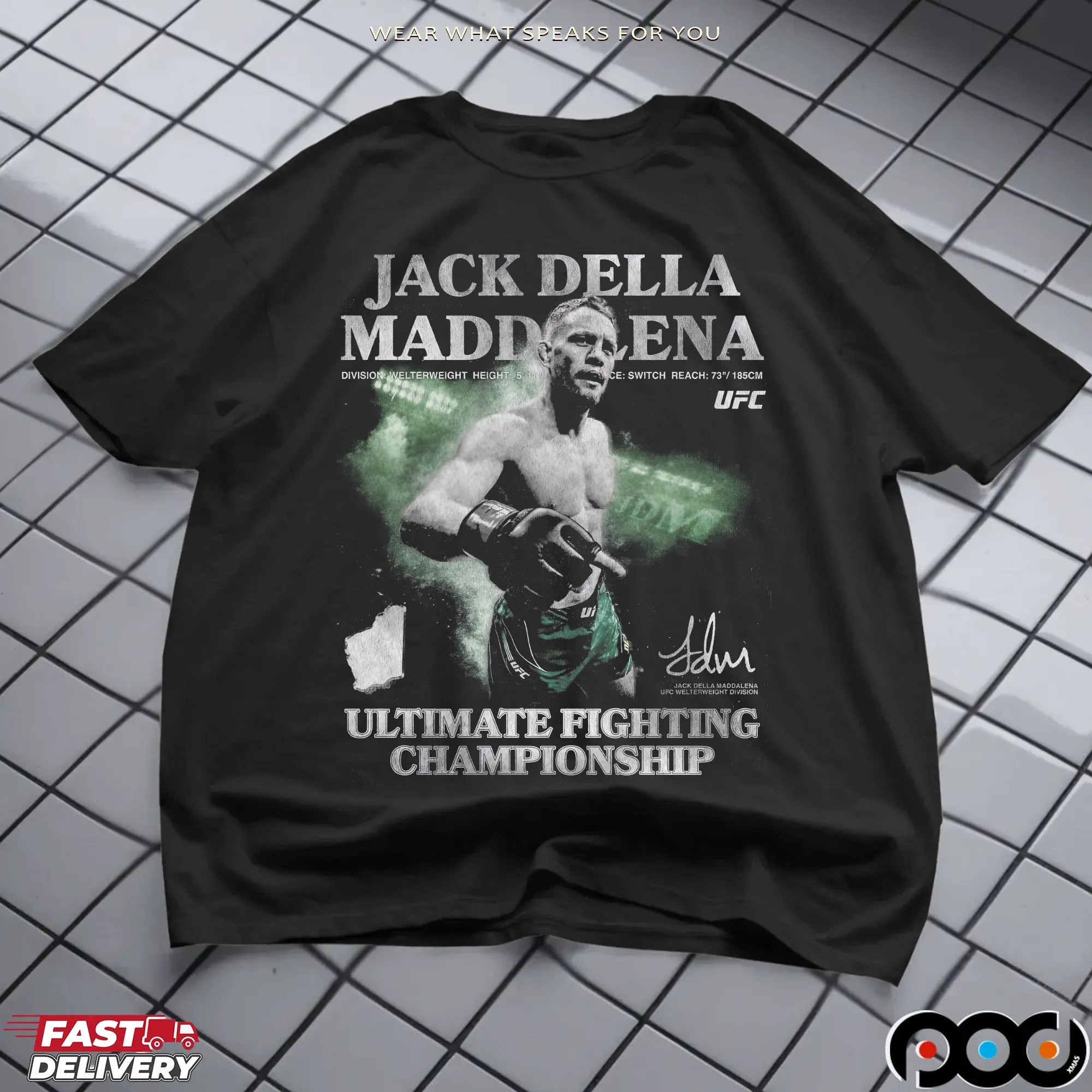 Jack Della Maddalena Ultimate Fighting Championship Signature Graphic T Shirt