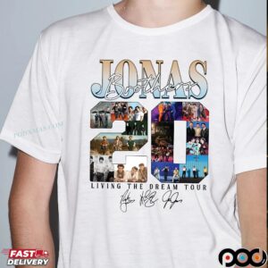 Jonas Brothers 20th Living The Dream Tour Signature Collage T Shirt