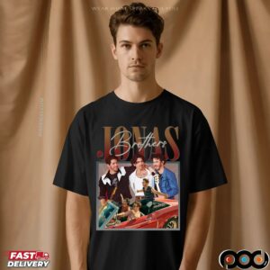 Jonas Brothers Boy Band On Retro Car Bootleg T Shirt