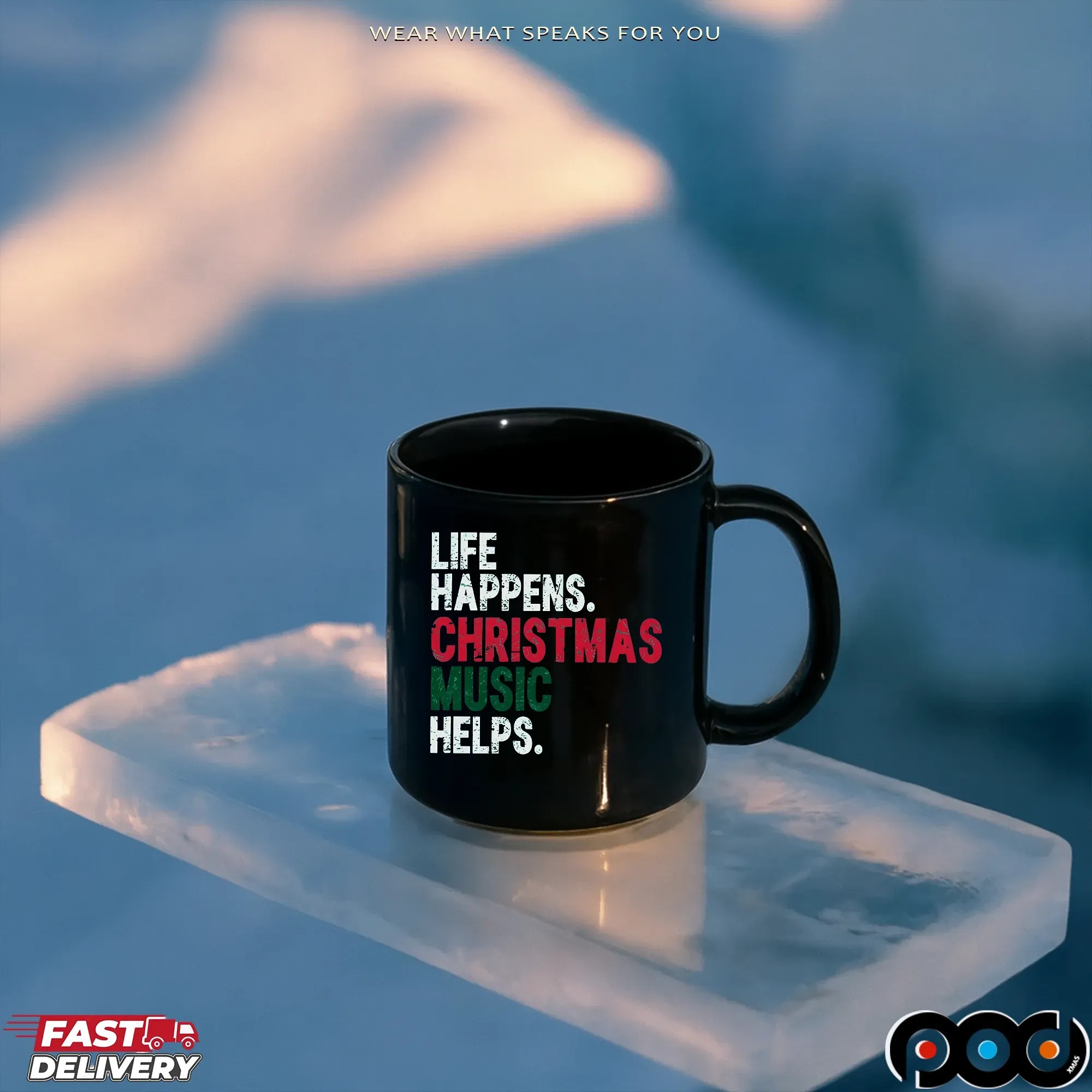 Life Happens Christmas Music Helps T Shirt