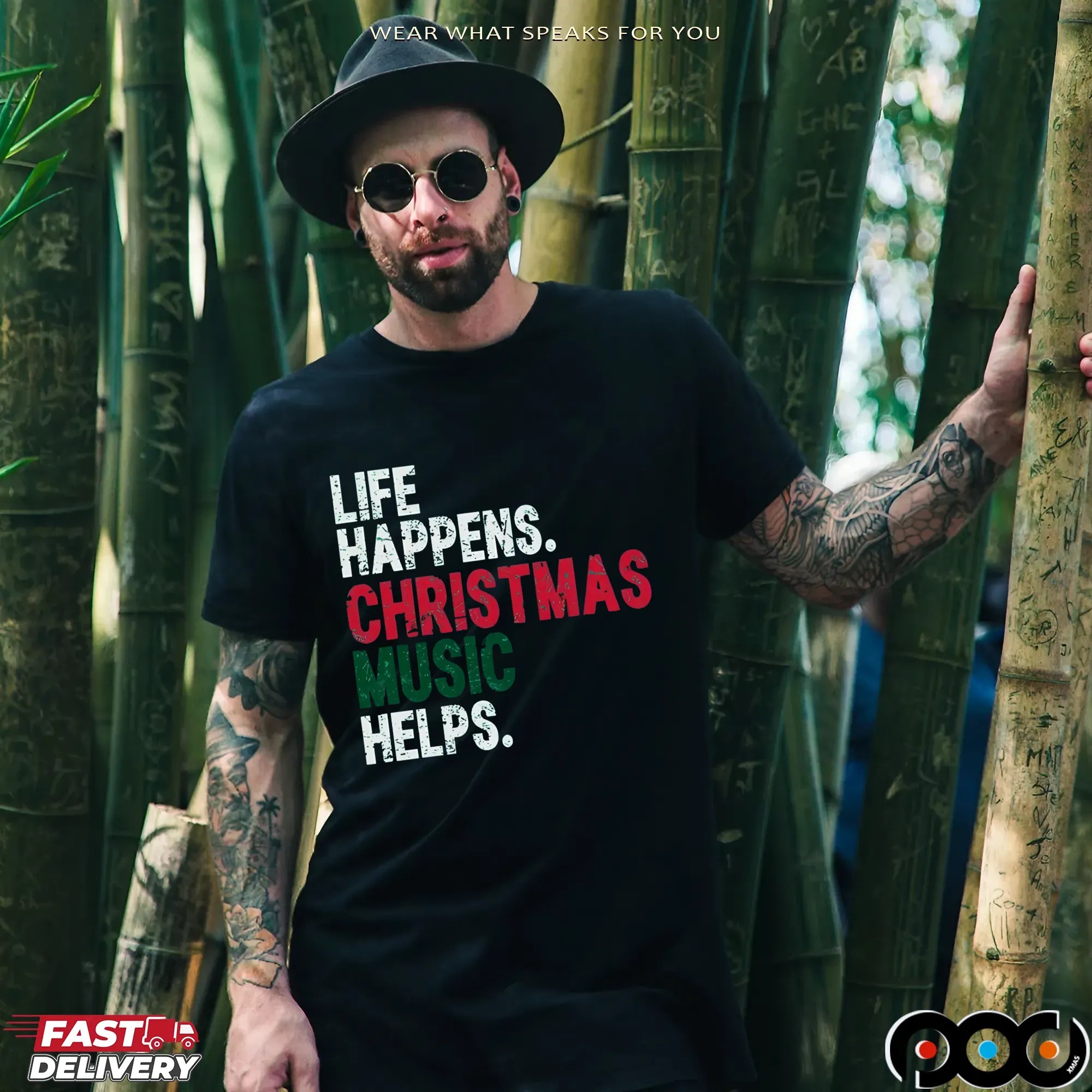 Life Happens Christmas Music Helps T Shirt