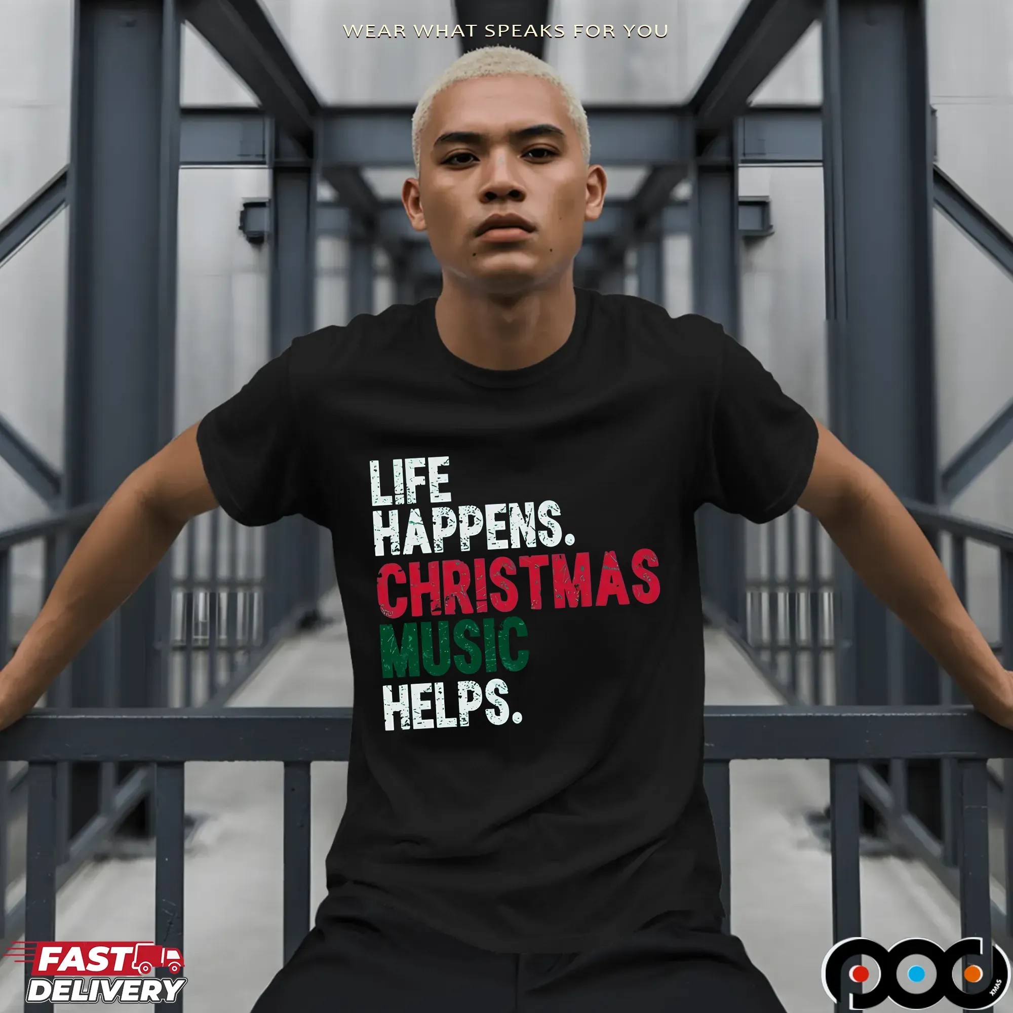 Life Happens Christmas Music Helps T Shirt