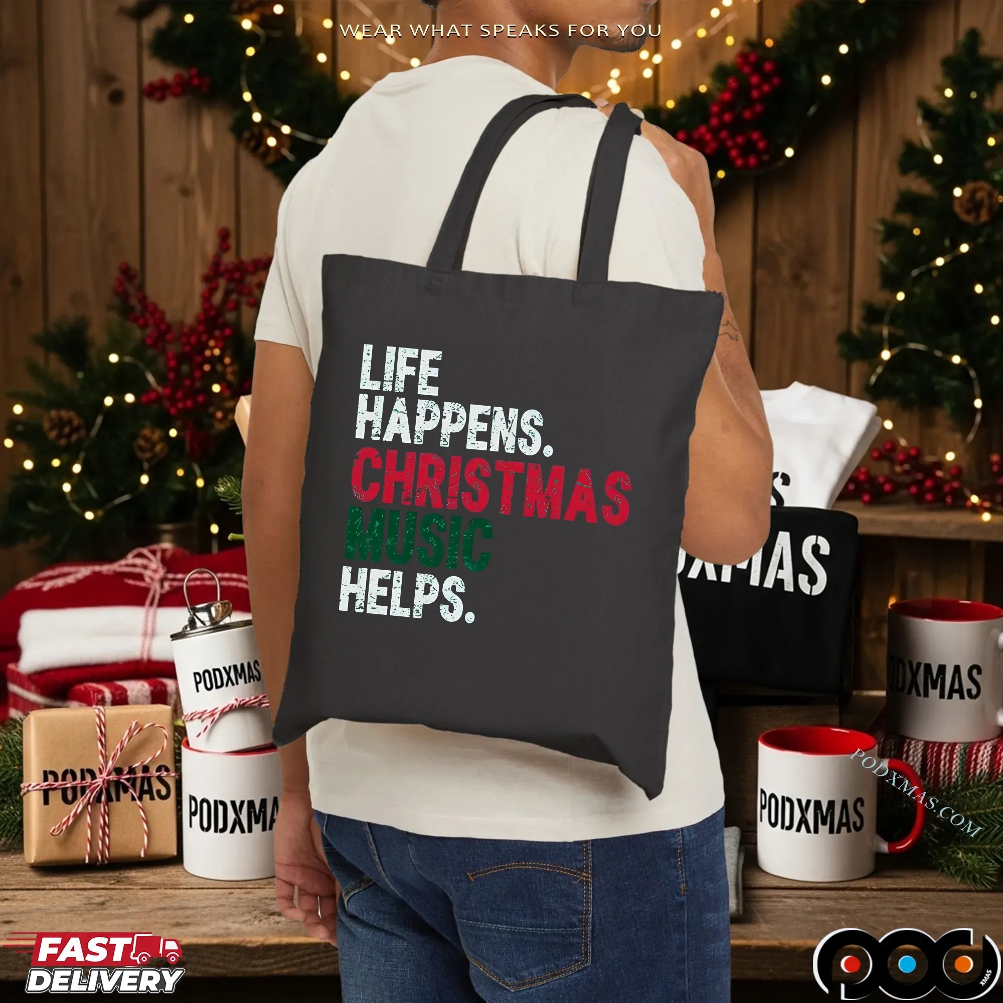 Life Happens Christmas Music Helps T Shirt