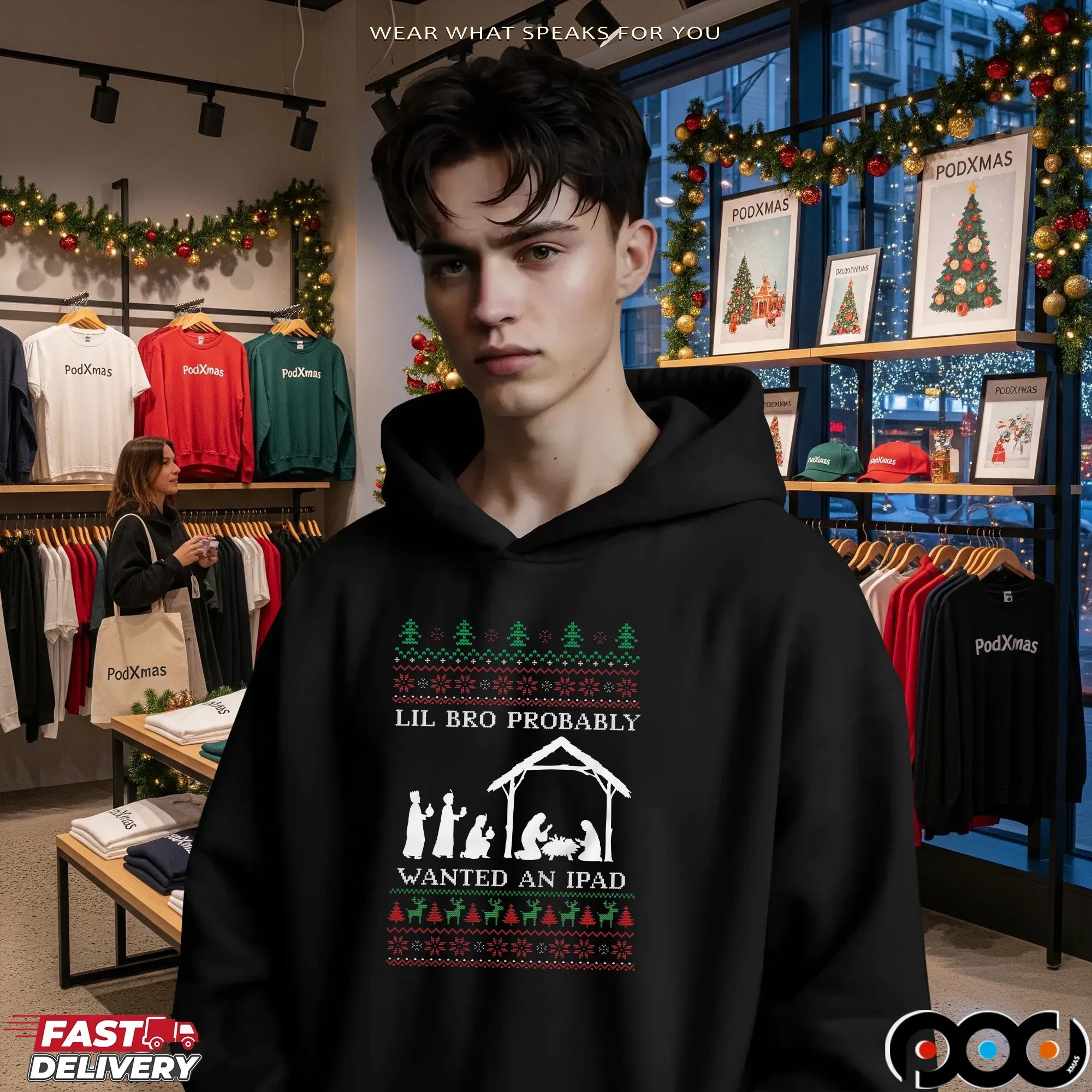 Lil Bro Probably Wanted An Ipad Ugly Christmas Meme T Shirt