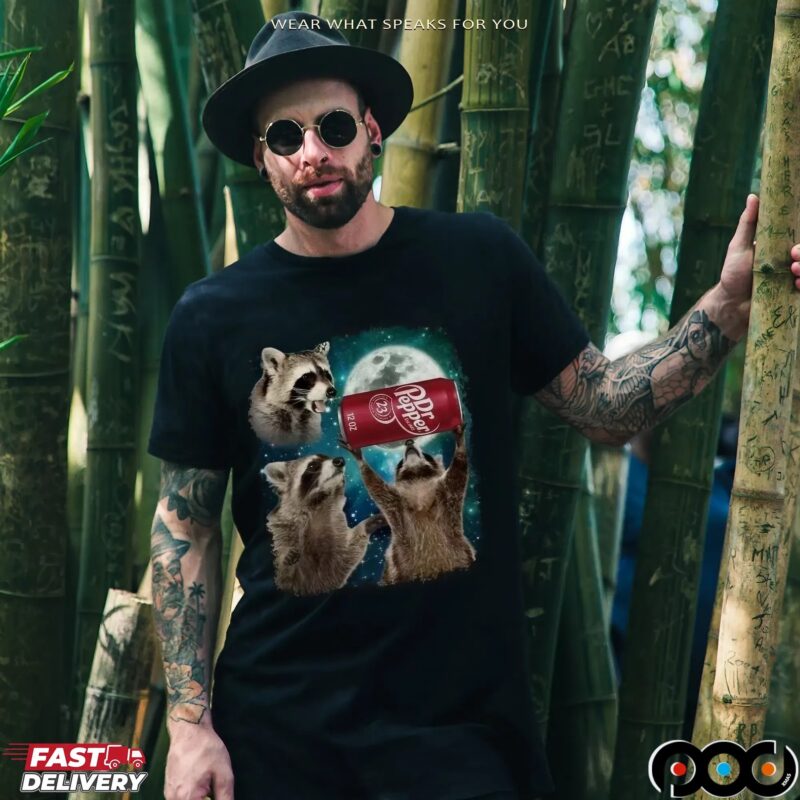 Three Raccoons Under The Moon Dr Pepper T Shirt