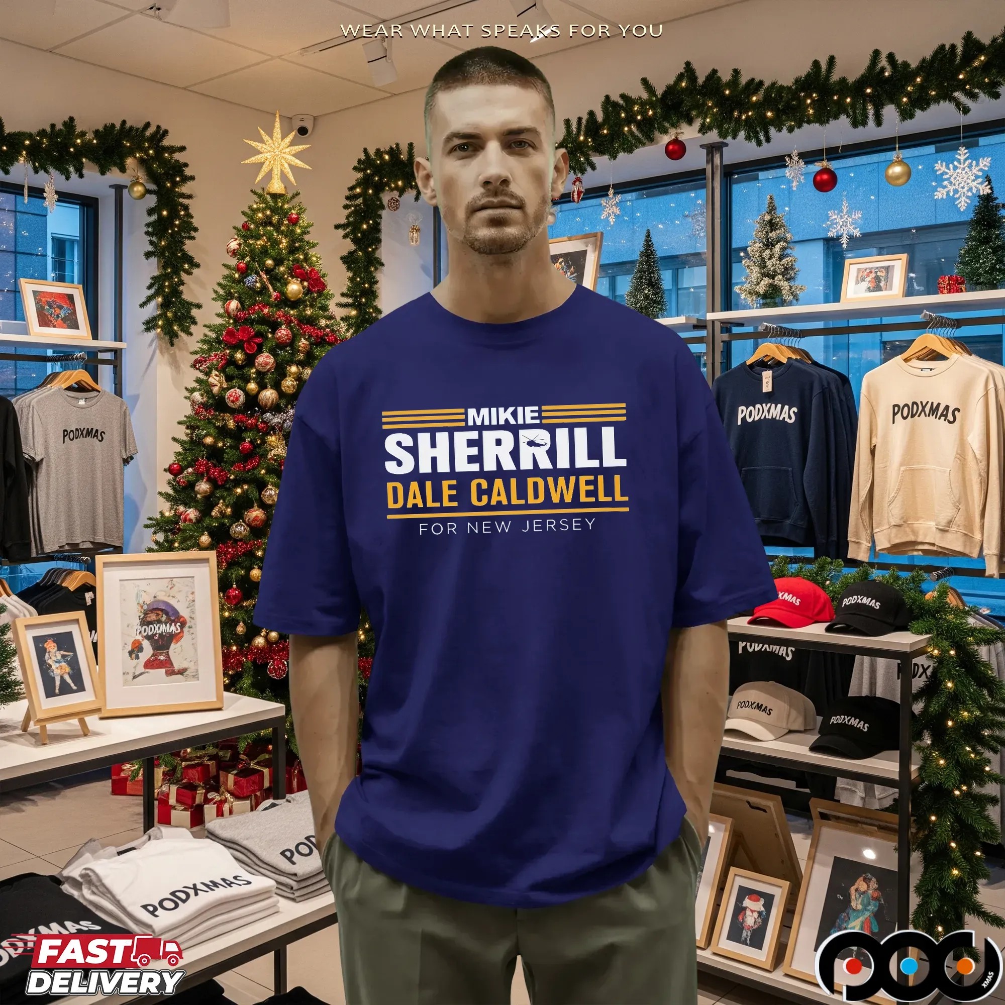 Mikie Sherrill Dale Caldwell For New Jersey Bold Text T Shirt