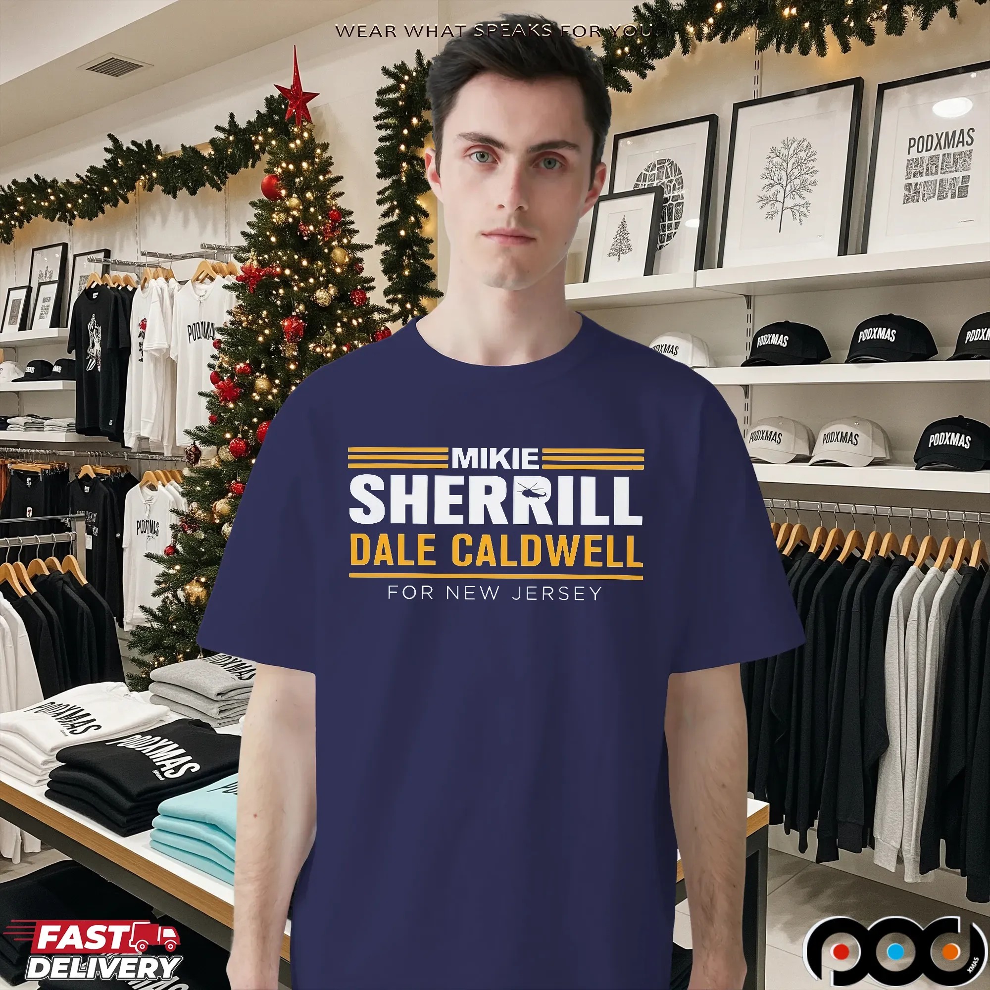 Mikie Sherrill Dale Caldwell For New Jersey Bold Text T Shirt