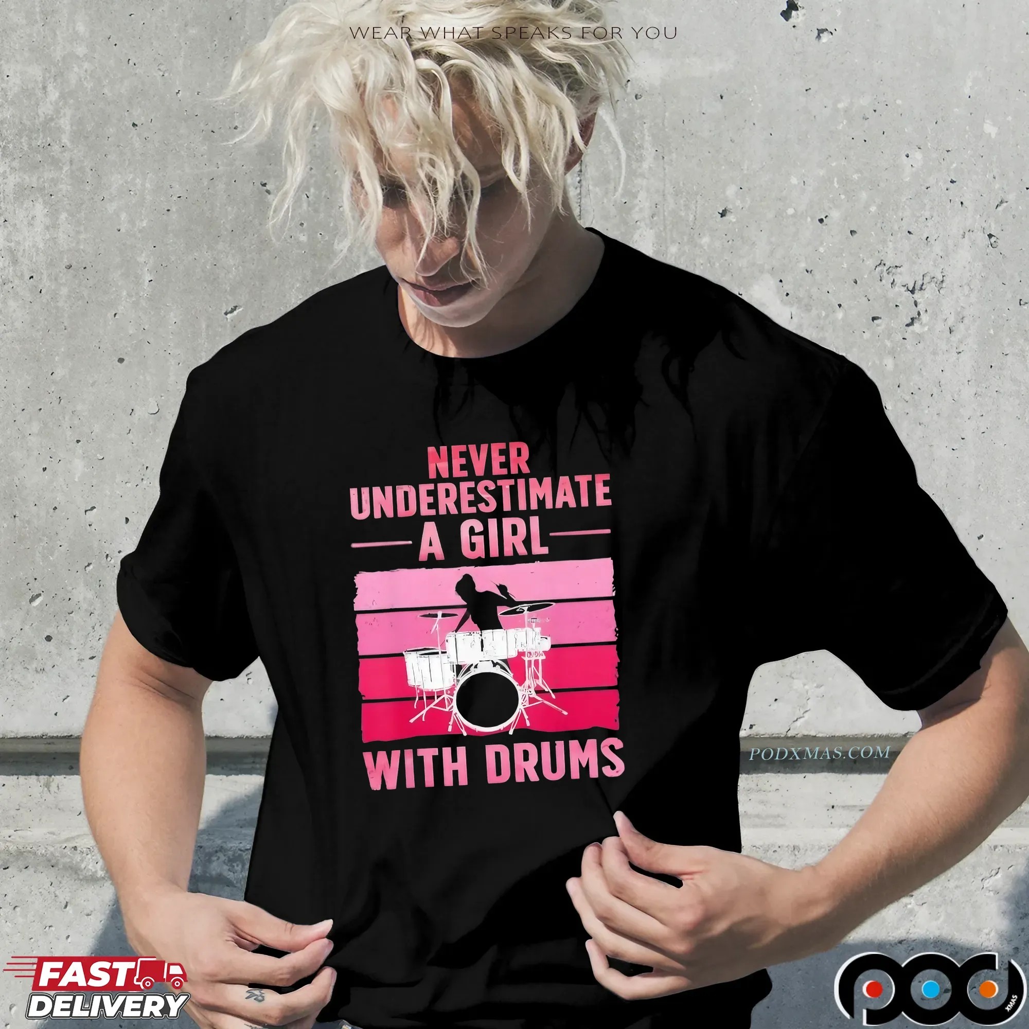 Never Underestimate A Girl With Drums Vintage T Shirt