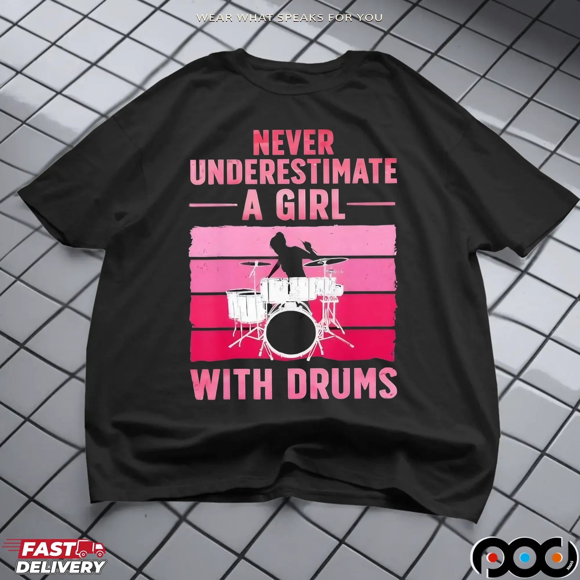 Never Underestimate A Girl With Drums Vintage T Shirt