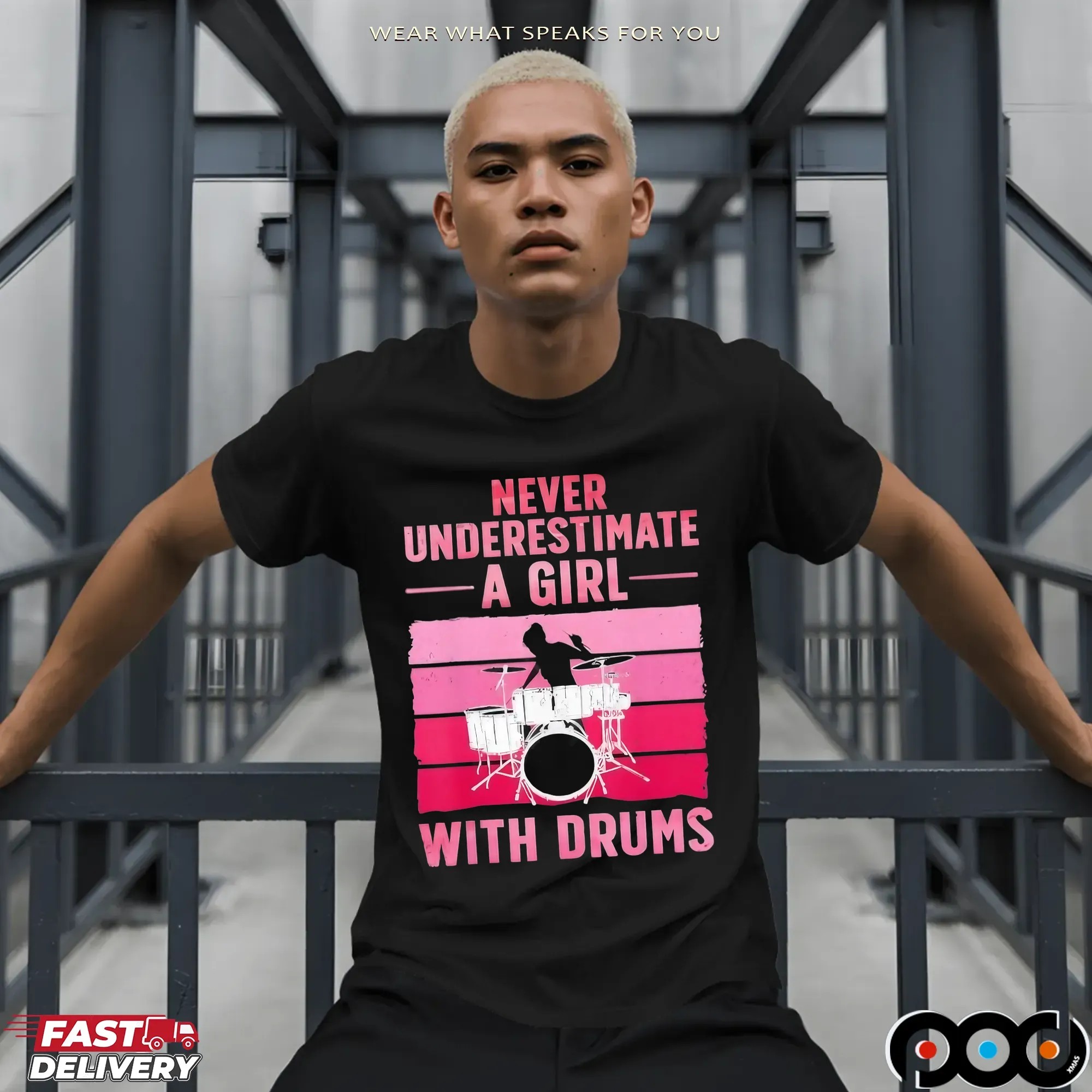 Never Underestimate A Girl With Drums Vintage T Shirt