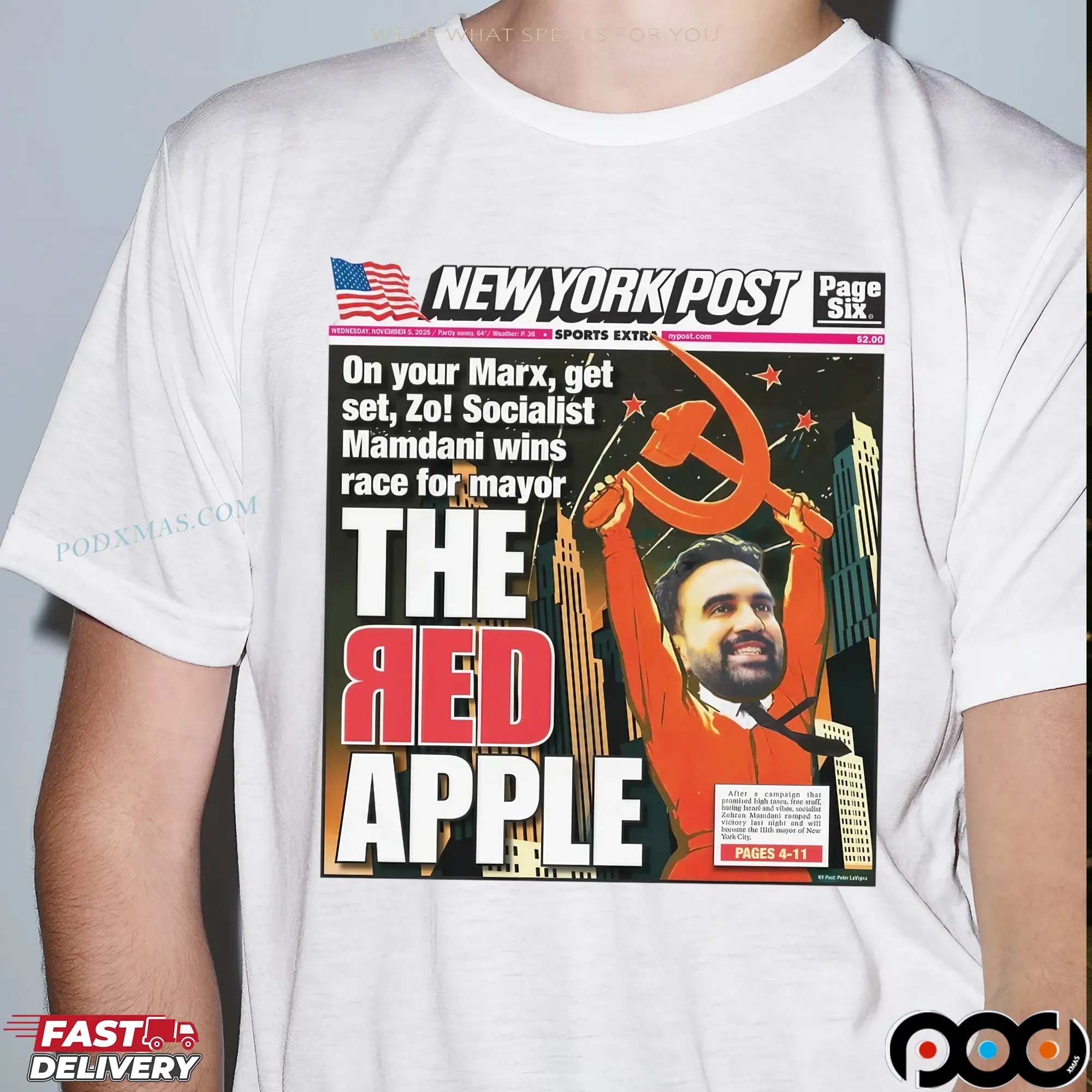 New York Post Page Six Zohran Mamdani The Red Apple T Shirt