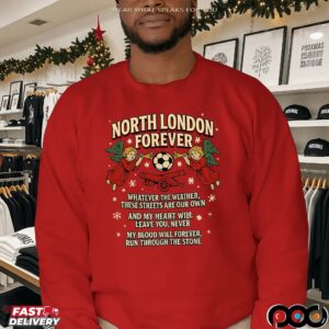 North London Forever Arsenal Slogan Cannon And Angel Christmas T Shirt