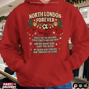 North London Forever Arsenal Slogan Cannon And Angel Christmas T Shirt