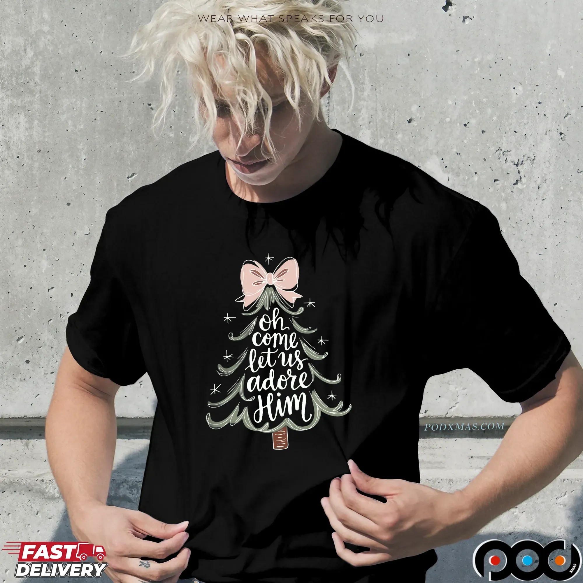 Oh Come Let Us Adore Him Religious Christmas T Shirt