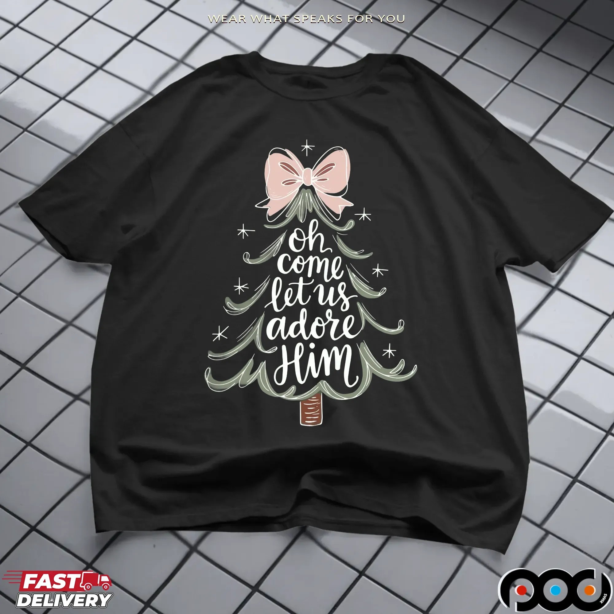 Oh Come Let Us Adore Him Religious Christmas T Shirt