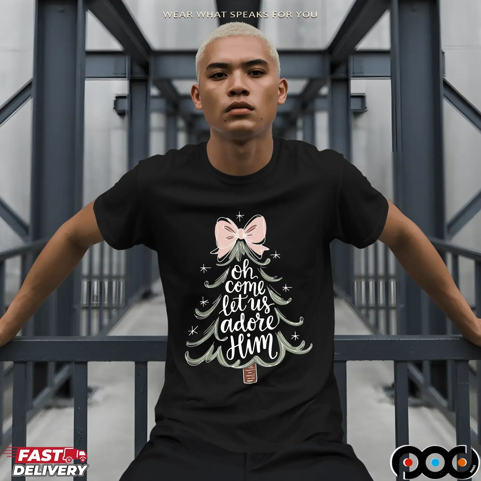 Oh Come Let Us Adore Him Religious Christmas T Shirt