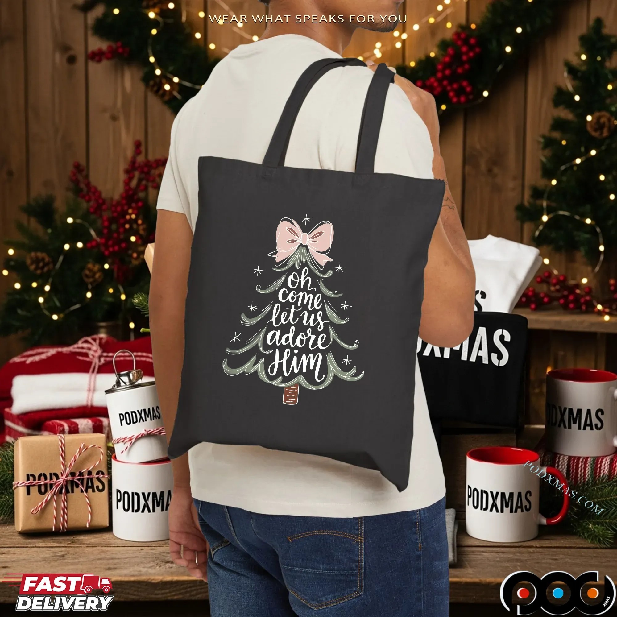 Oh Come Let Us Adore Him Religious Christmas T Shirt