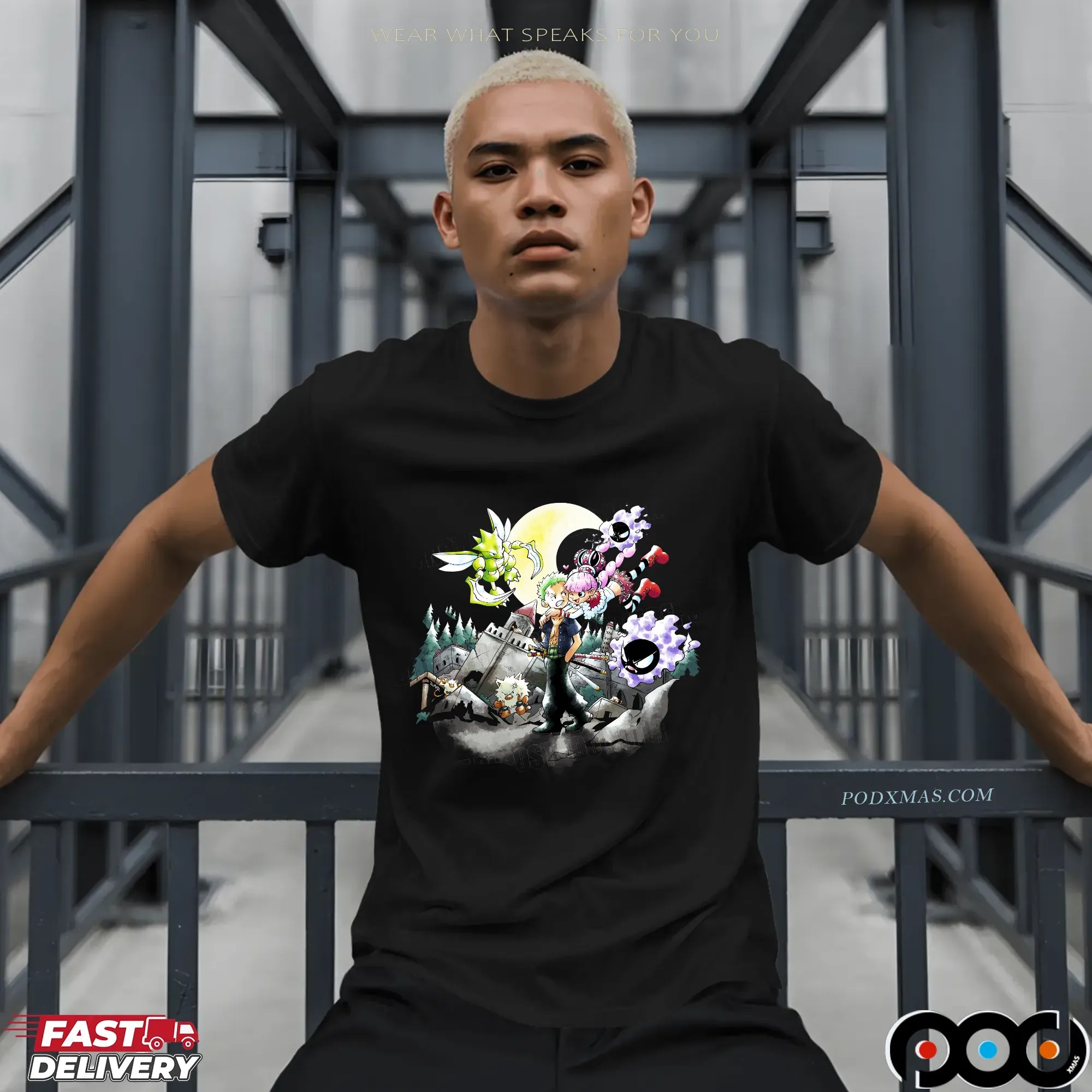 One Piece Roronoa Zoro and Perona Dark Moon Spooky Castle T Shirt