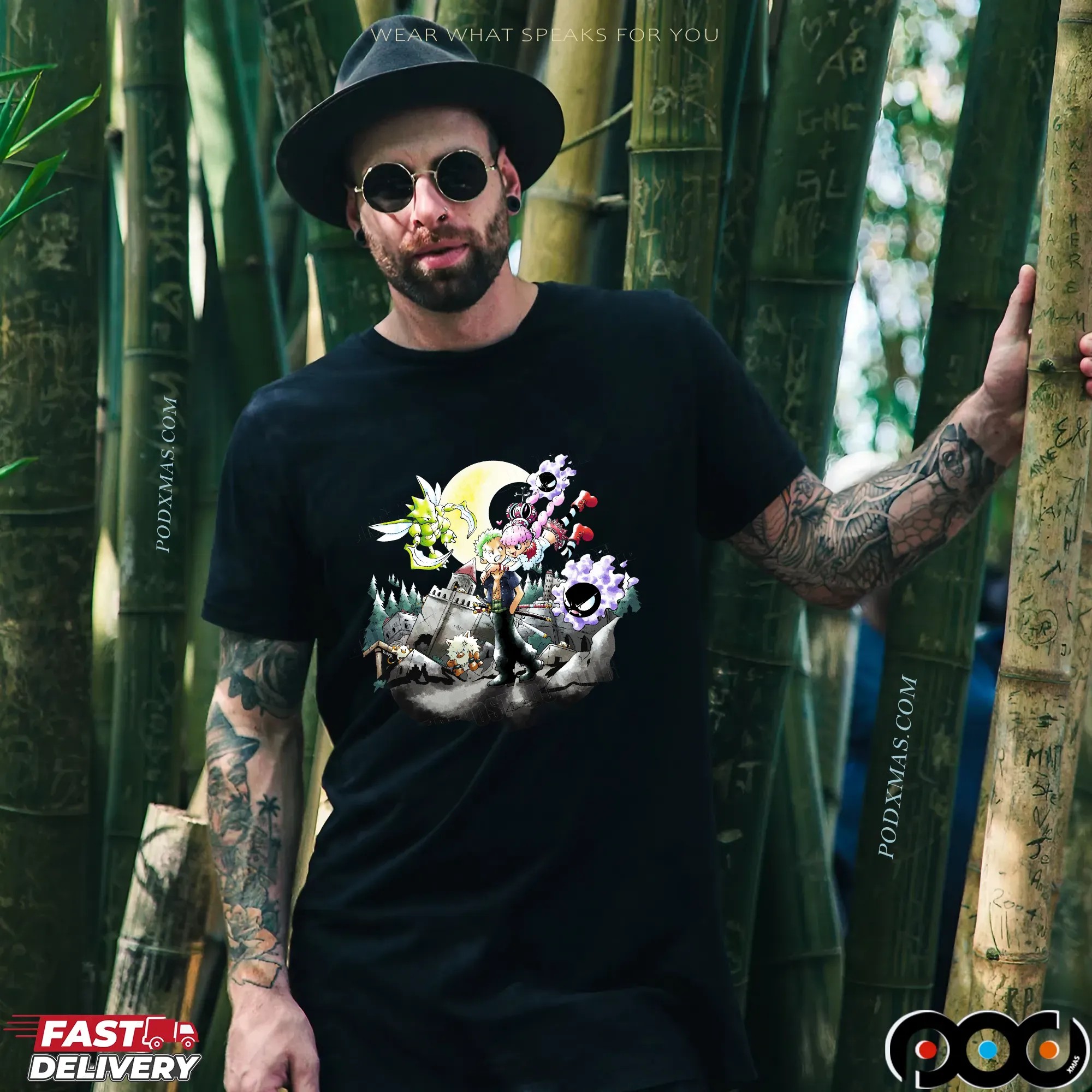 One Piece Roronoa Zoro and Perona Dark Moon Spooky Castle T Shirt