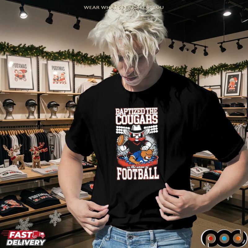 Texas Tech Red Raiders Vs Byu Cougars Baptized The Cougars Rivalry Graphic T Shirt