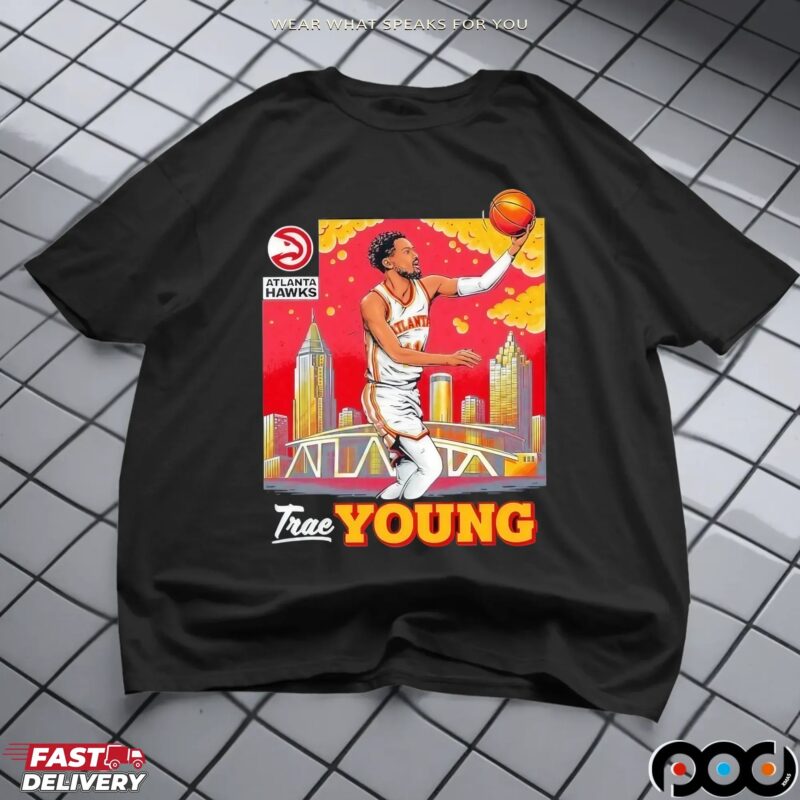 Trae Young NBA Atlanta Hawks Skyline Graphic T Shirt