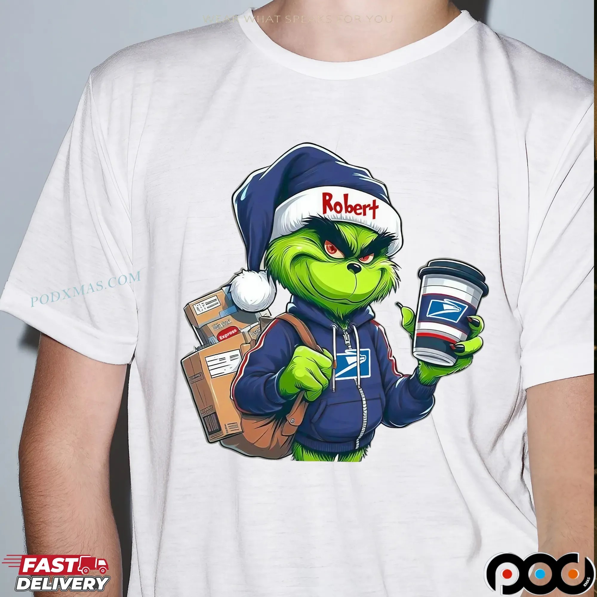 Personalized USPS Grinch Mail Carrier Christmas Postal Worker T Shirt
