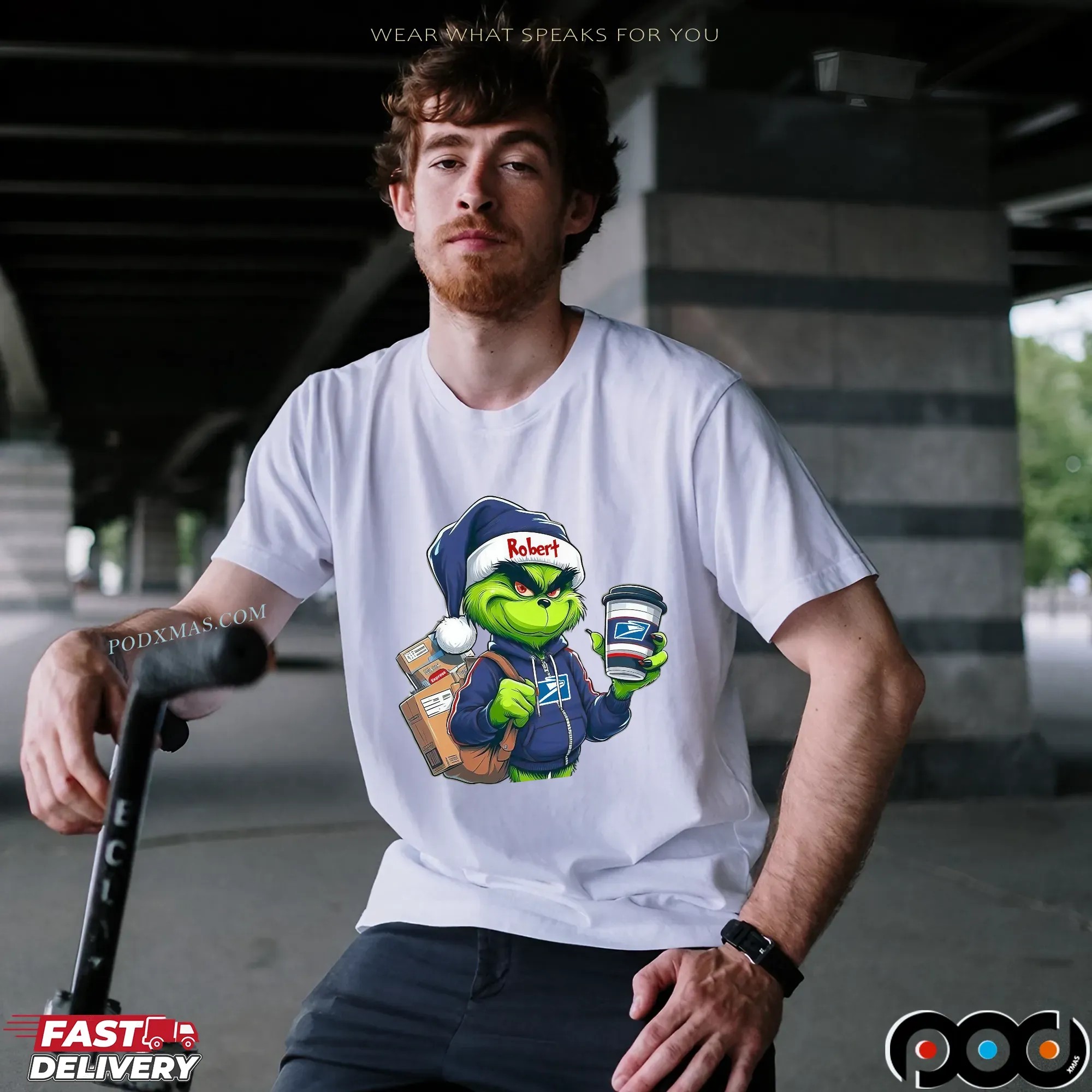 Personalized USPS Grinch Mail Carrier Christmas Postal Worker T Shirt