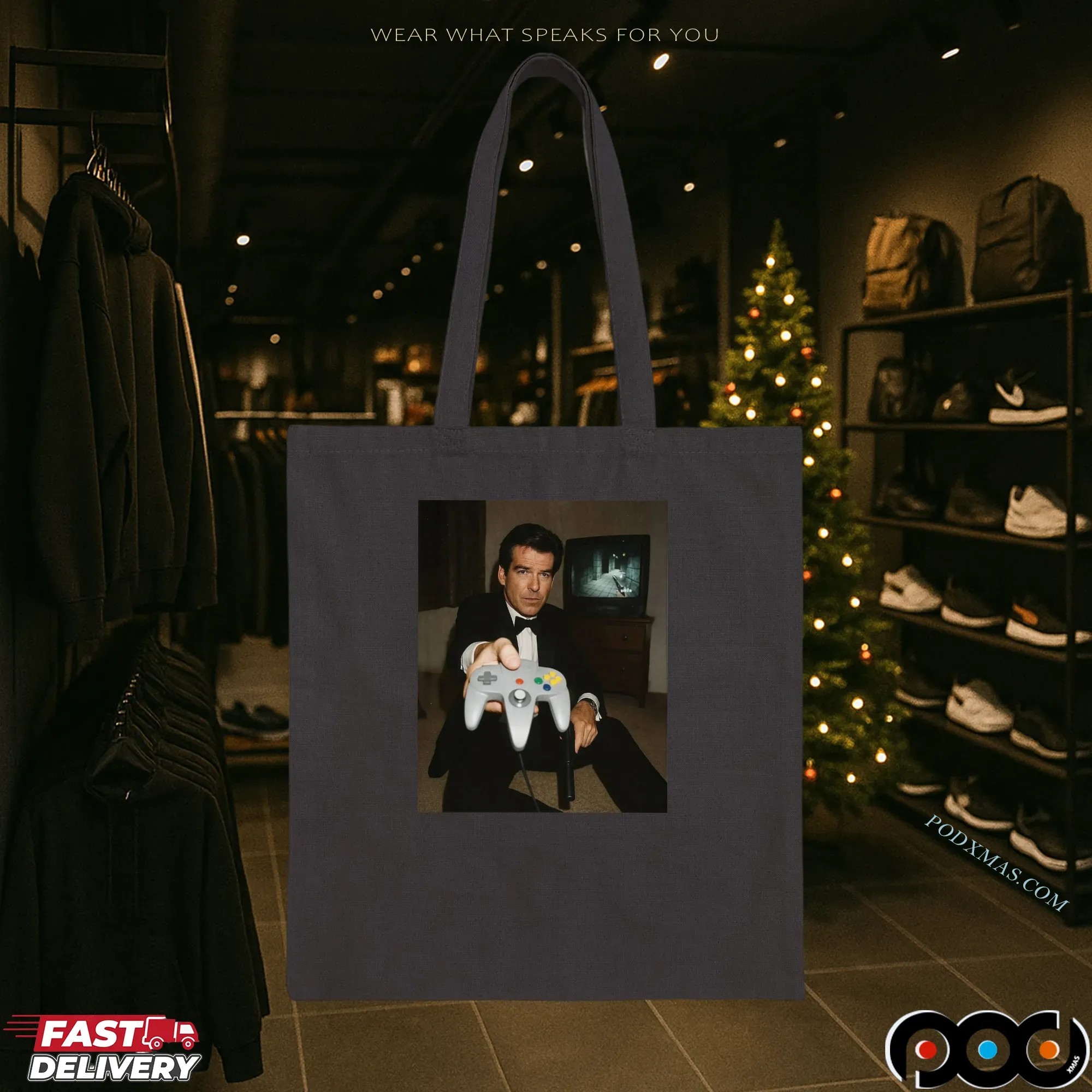 Pierce Brosnan Holding A Nintendo 64 Goldeneye 007 Retro Game T Shirt Pierce Brosnan Holding A Nintendo 64 Goldeneye 007 Retro Game T Shirt