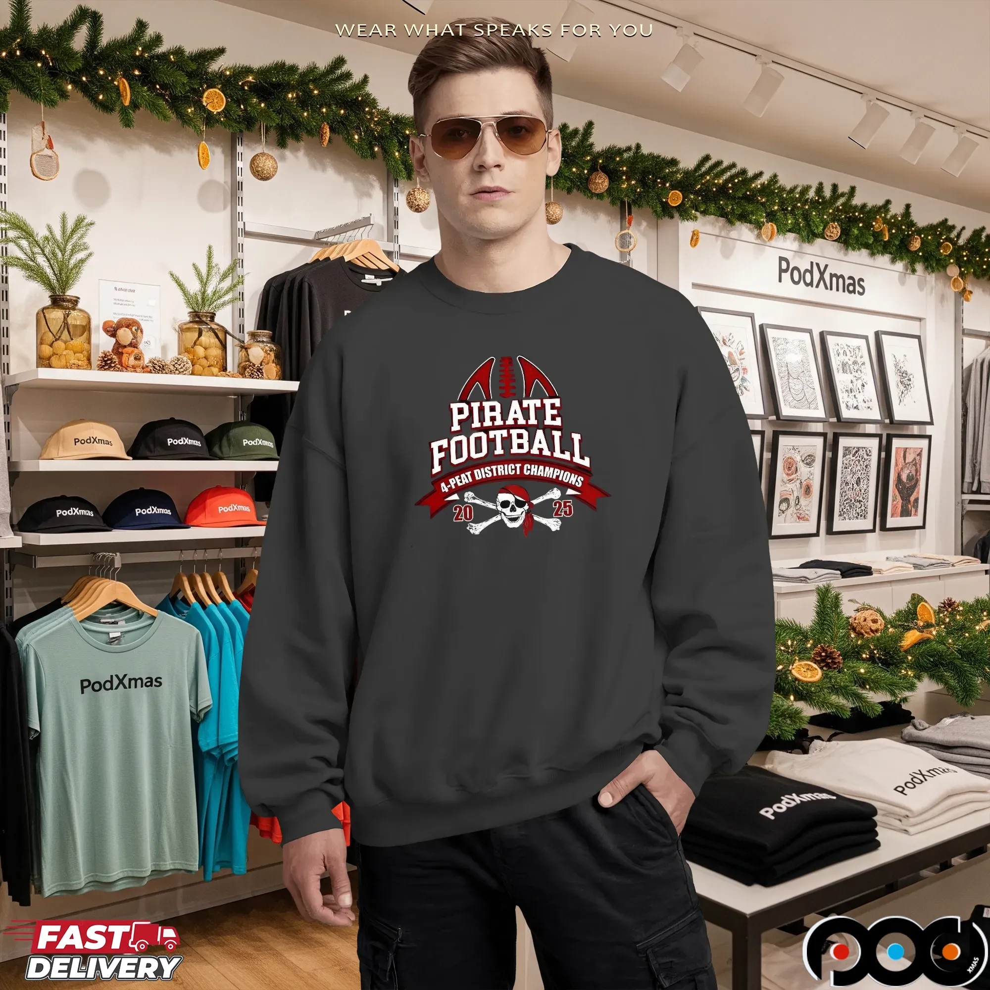 Pirate Football 4-Peat District Champion 2025 T Shirt