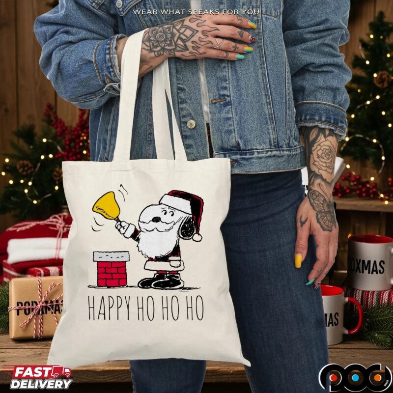 Santa Snoopy Bell Ringer Happy Ho Ho Ho Christmas T Shirt