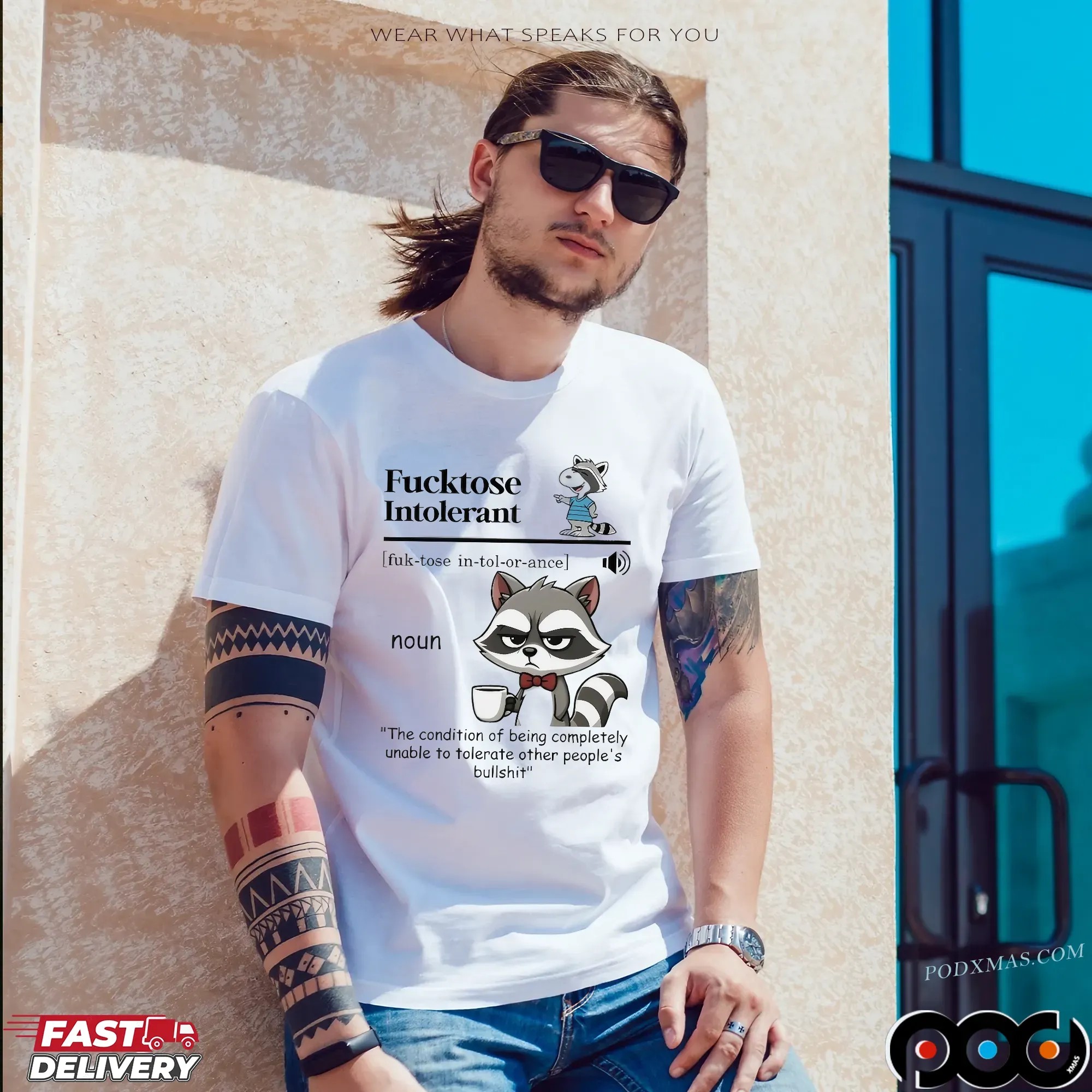 Raccoon Fucktose Intolerant Definition Other People's Bullshit T Shirt