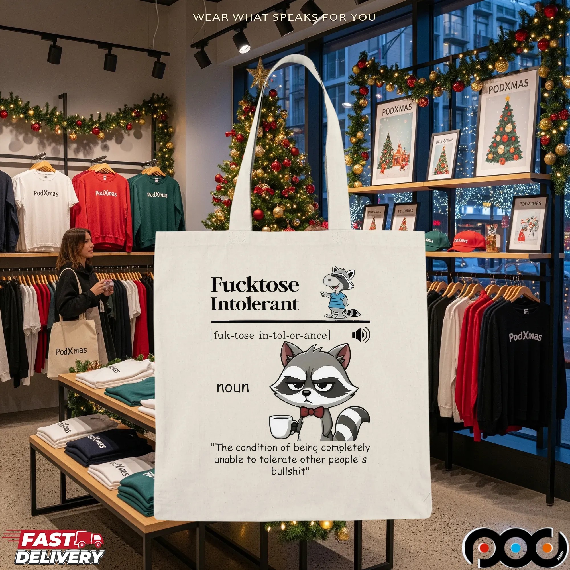 Raccoon Fucktose Intolerant Definition Other People's Bullshit T Shirt