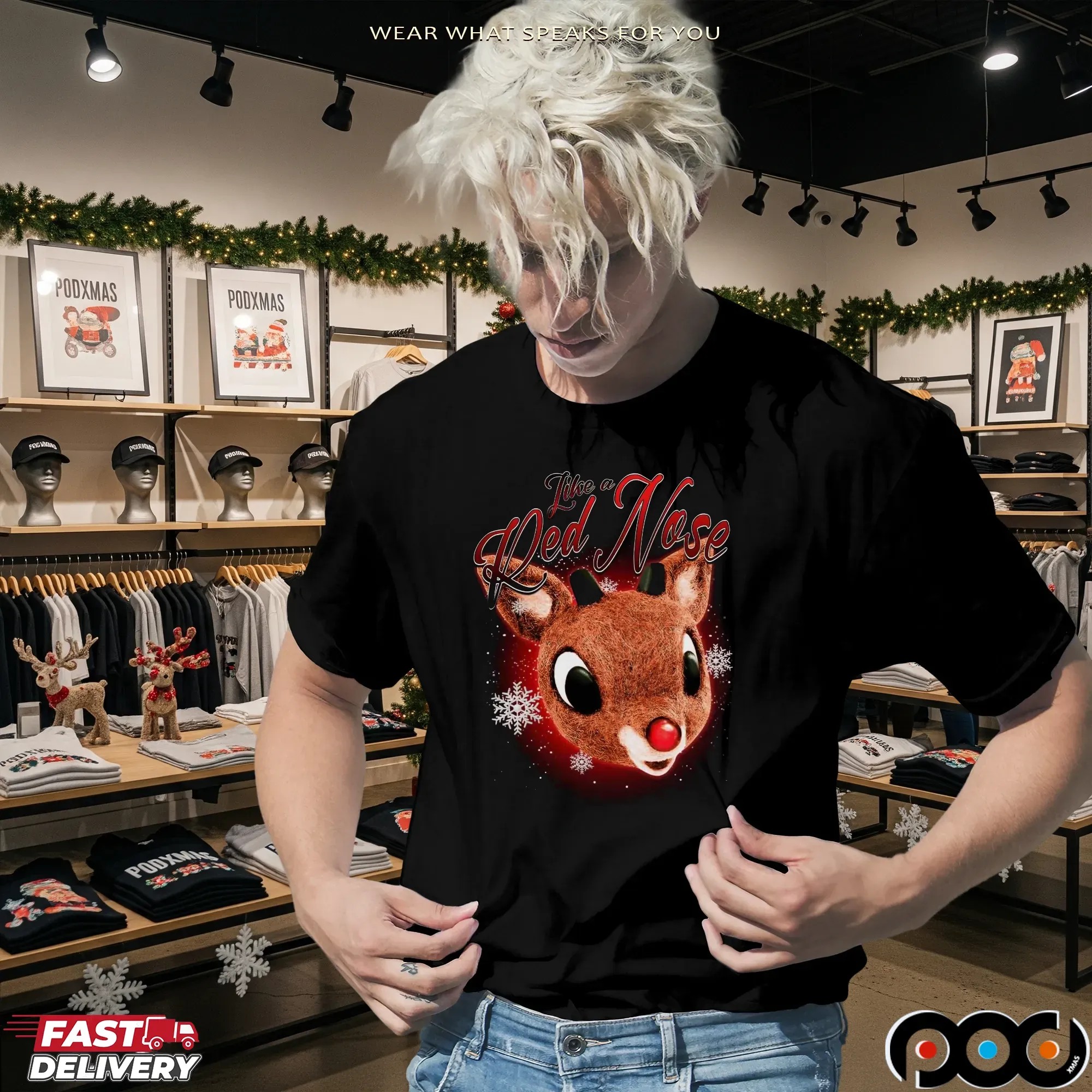 Rudolph The Red-nosed Reindeer Like A Red Nose Christmas Graphic T Shirt